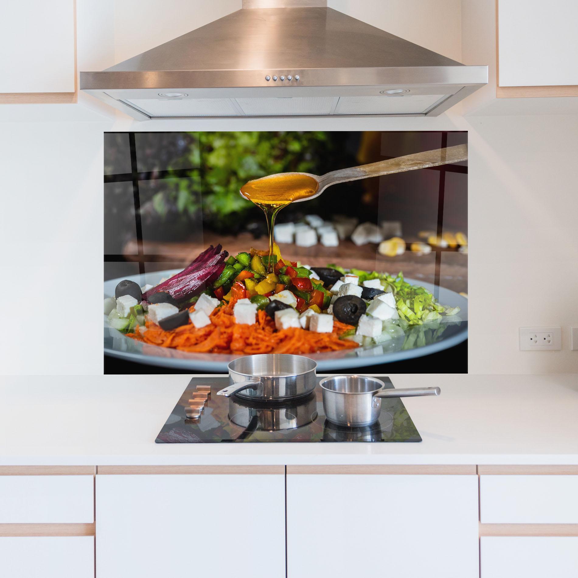Konyhai üveg hátfal Honey Over Food mockup 5