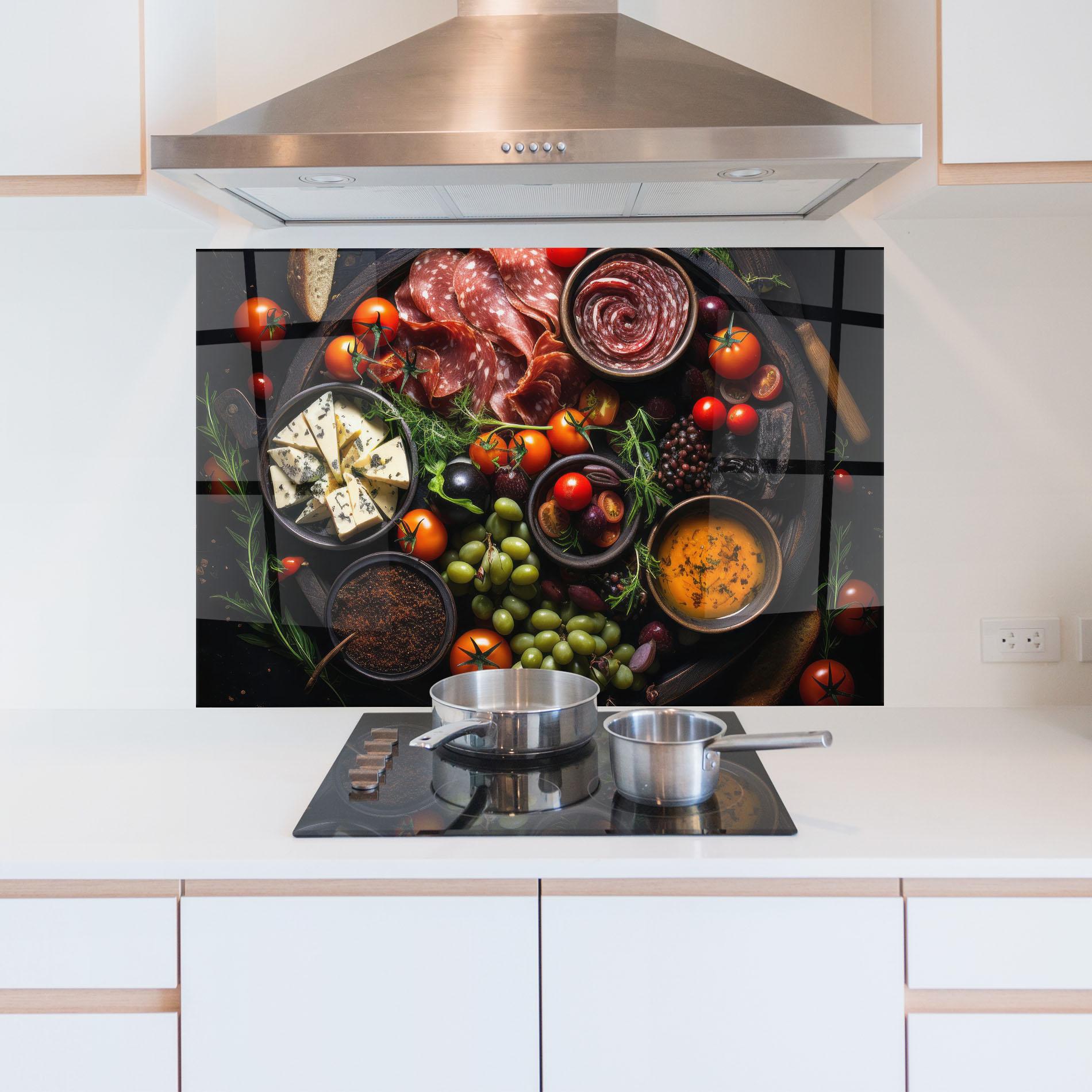 Konyhai üveg hátfal Meats Assortment mockup 5