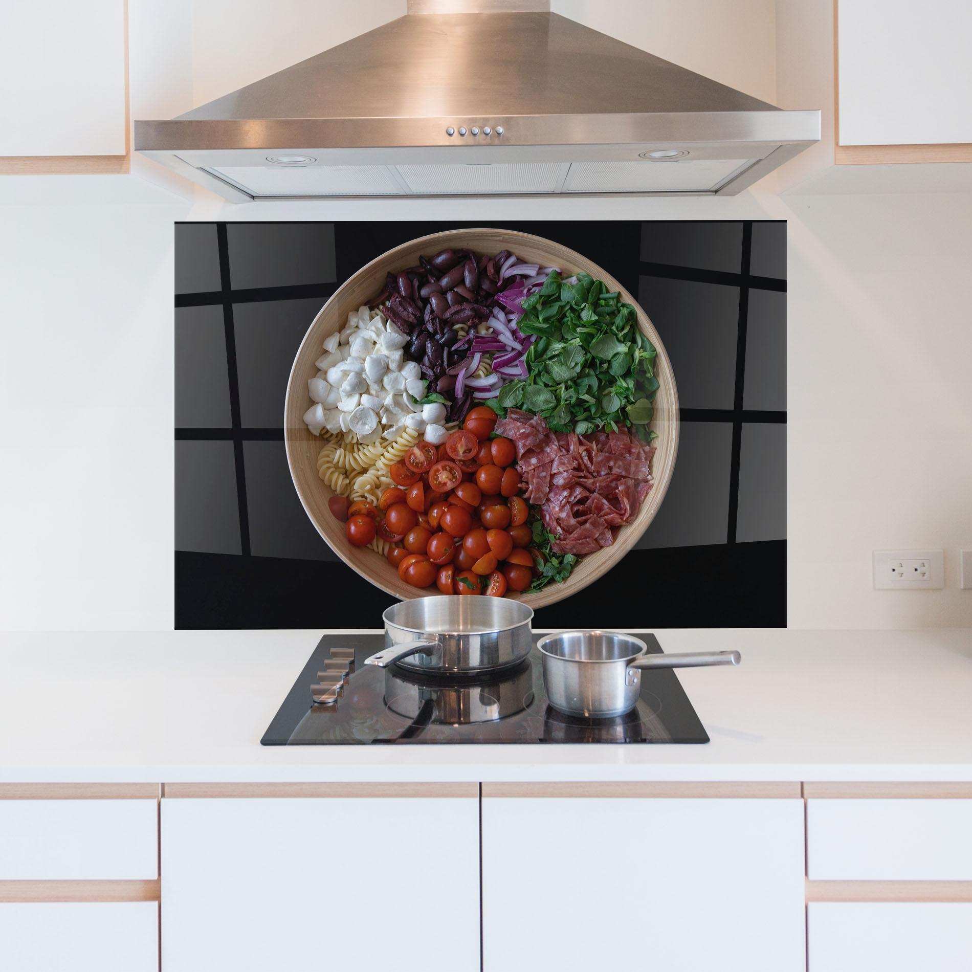 Konyhai üveg hátfal Mozzarella Salad mockup 5