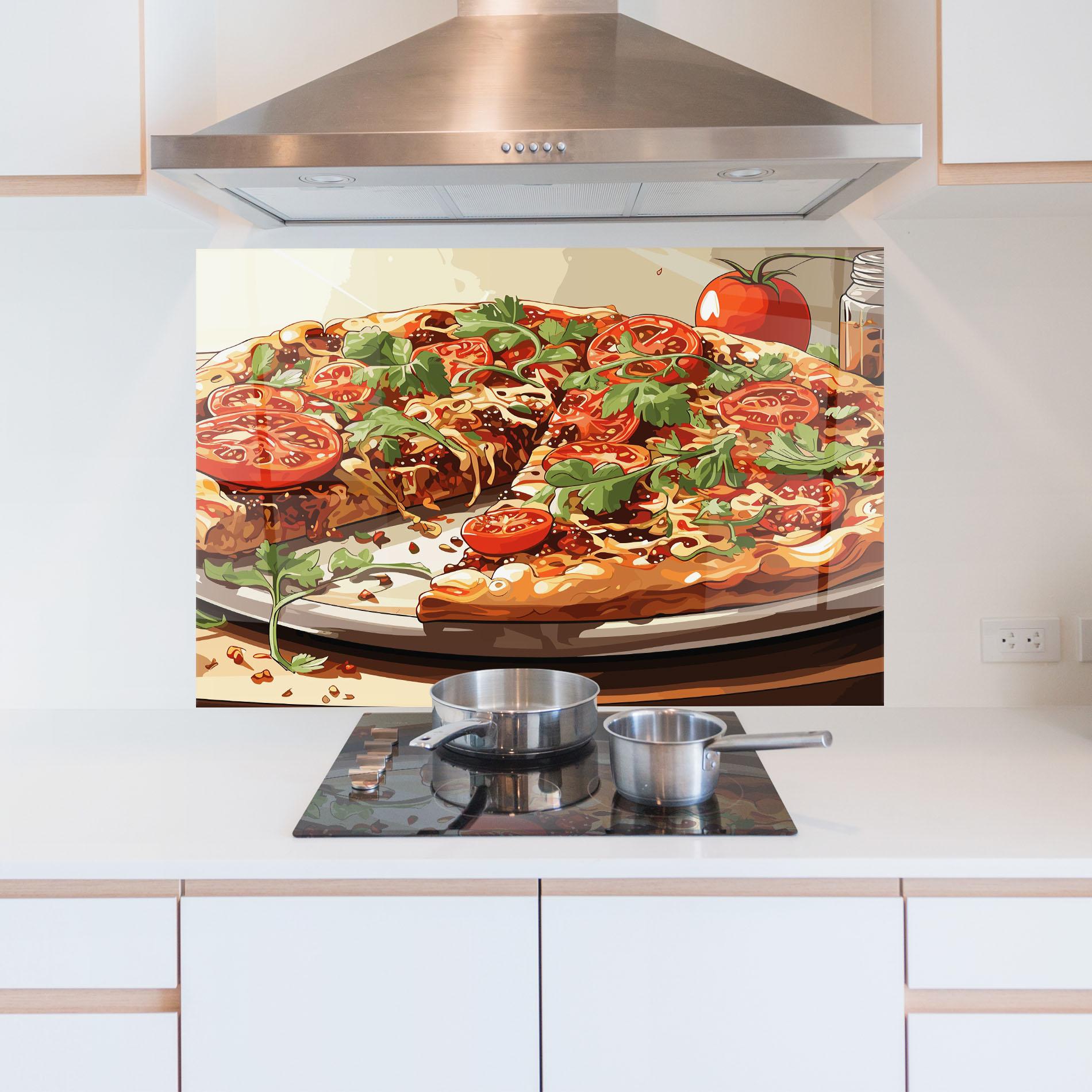 Konyhai üveg hátfal Pizza View mockup 5