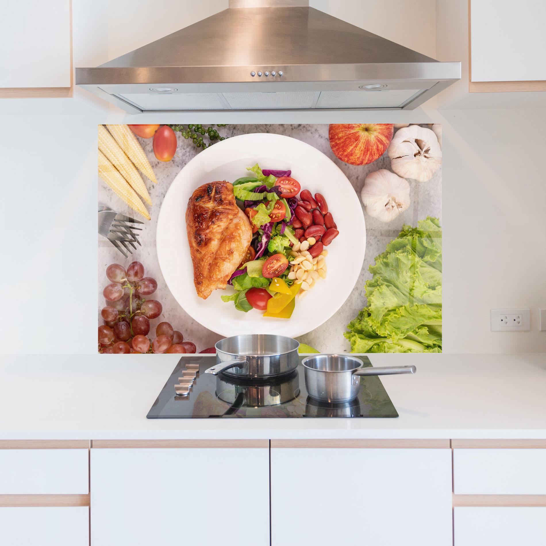 Konyhai üveg hátfal Salad With Chicken mockup 5