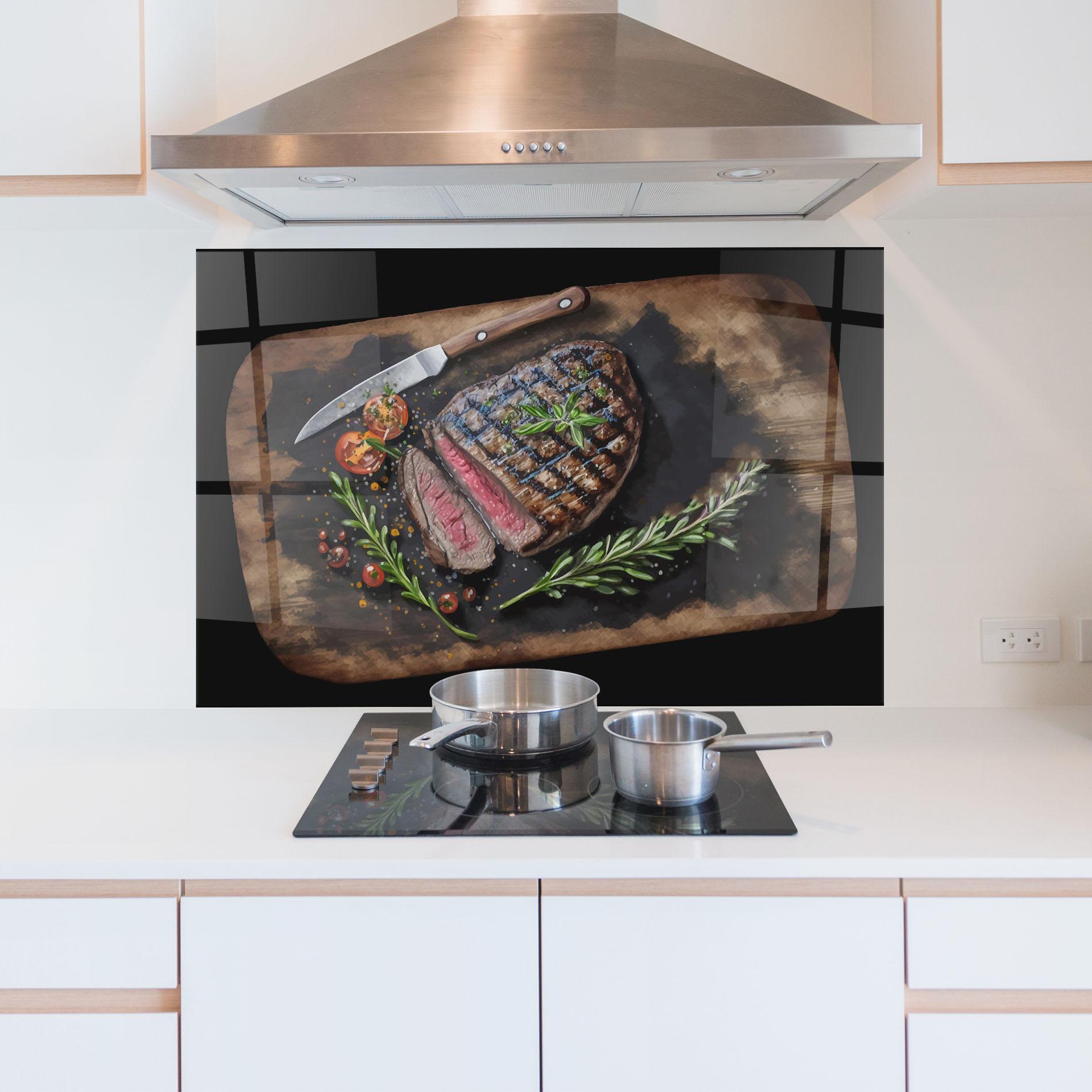 Konyhai üveg hátfal Tasty Meat mockup 5