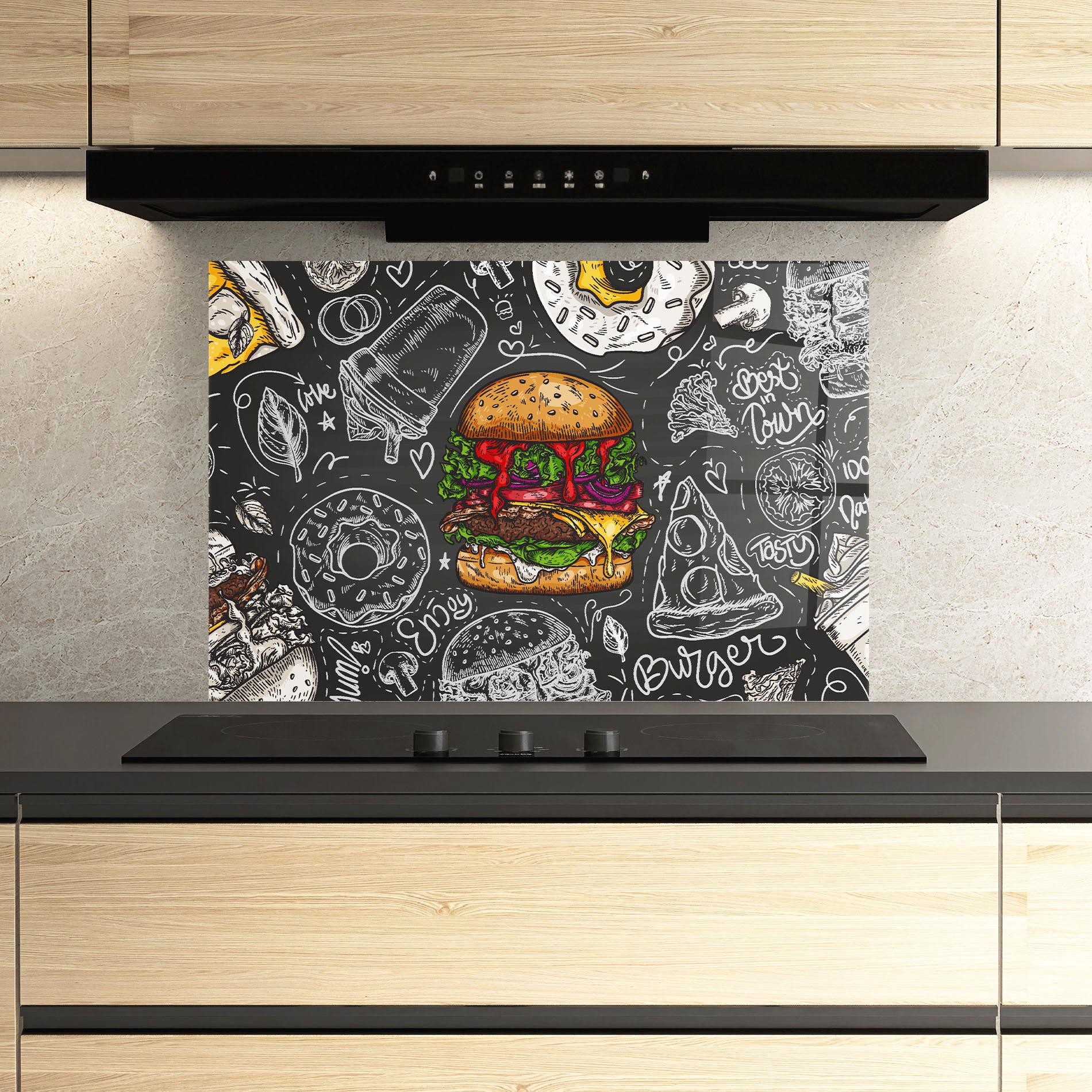 Konyhai üveg hátfal Color Mix Burger mockup 3