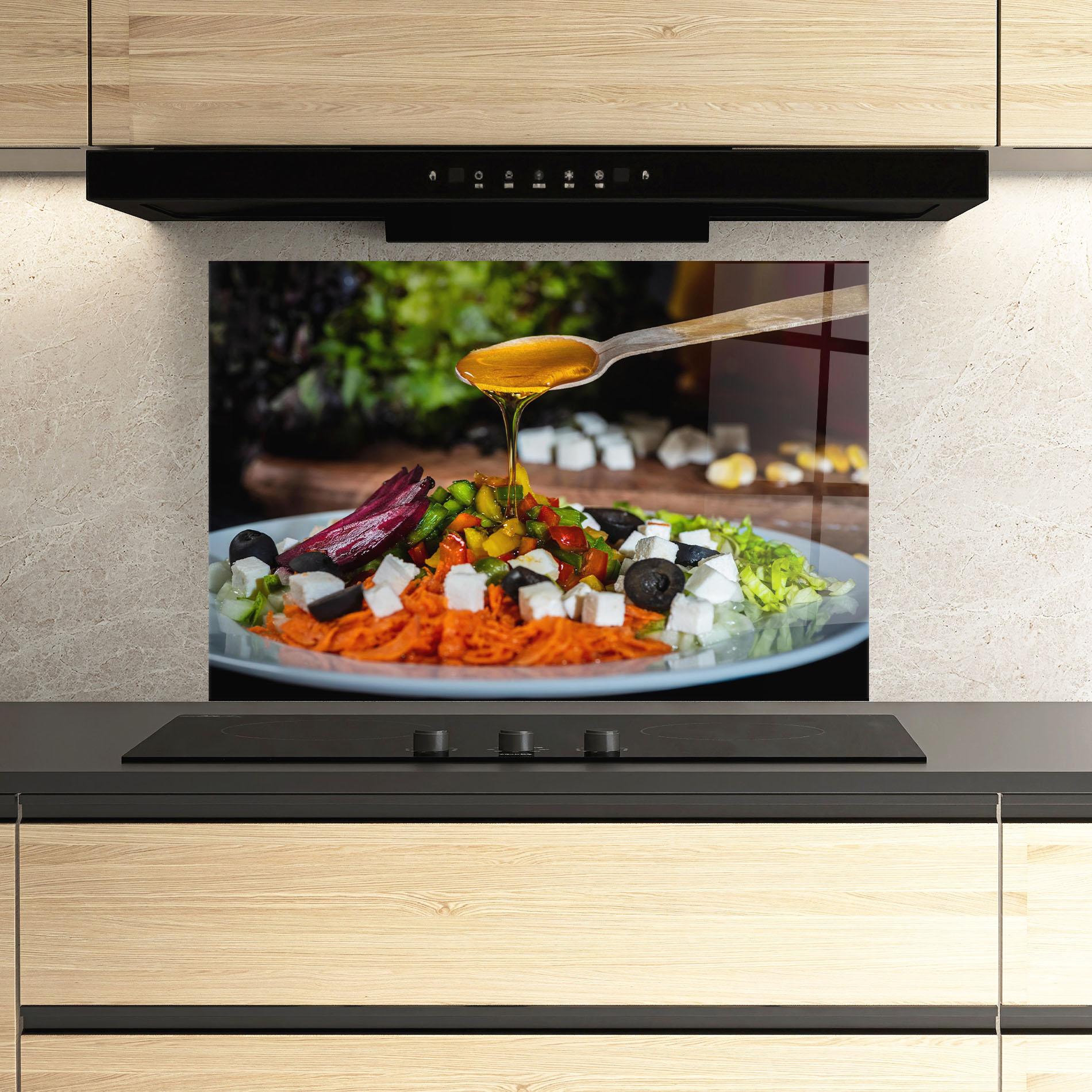 Konyhai üveg hátfal Honey Over Food mockup 3