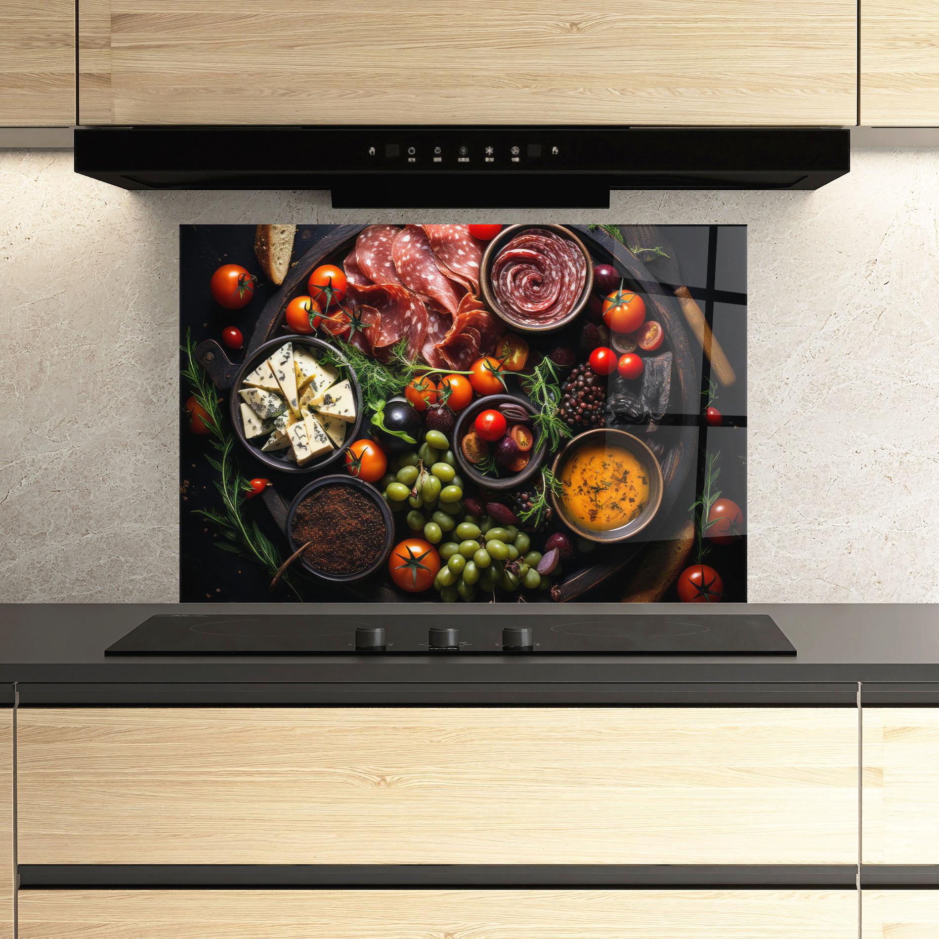 Konyhai üveg hátfal Meats Assortment mockup 3