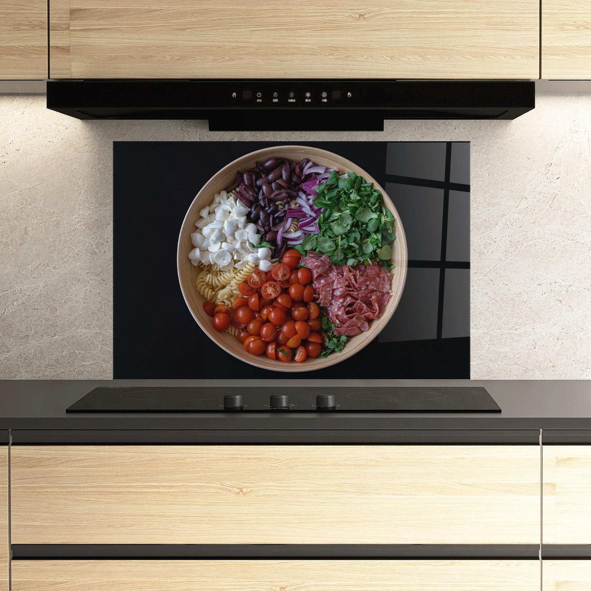 Konyhai üveg hátfal Mozzarella Salad mockup 3