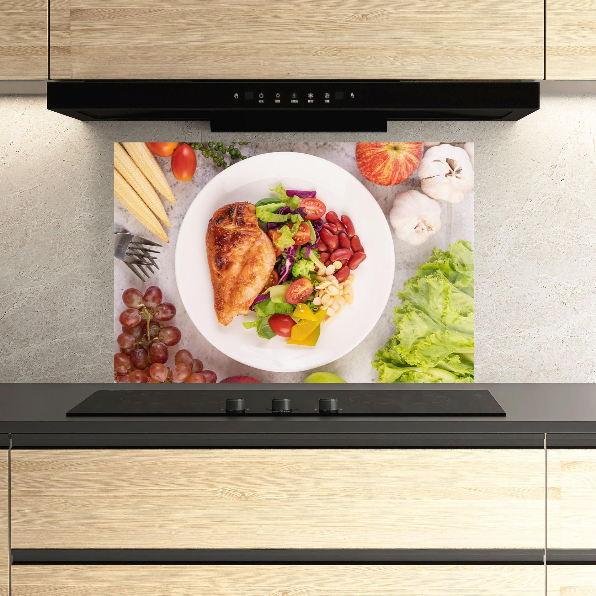 Konyhai üveg hátfal Salad With Chicken mockup 3