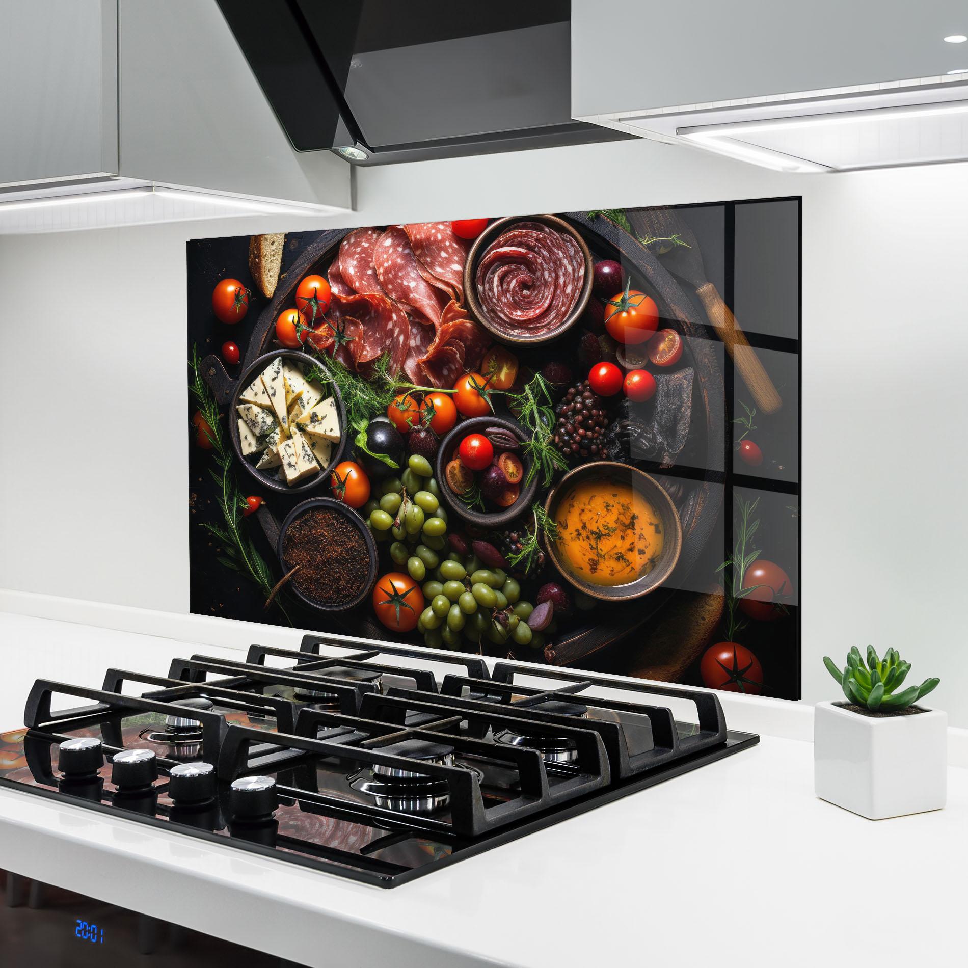 Konyhai üveg hátfal Meats Assortment mockup 6