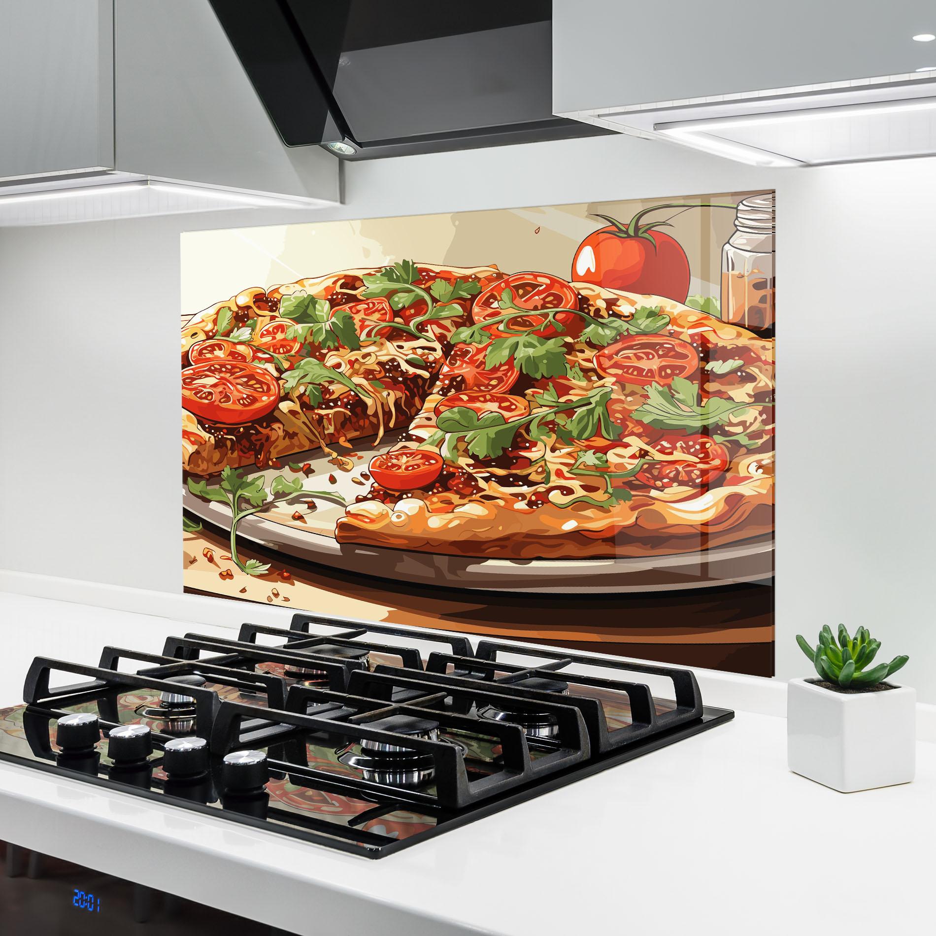 Konyhai üveg hátfal Pizza View mockup 6