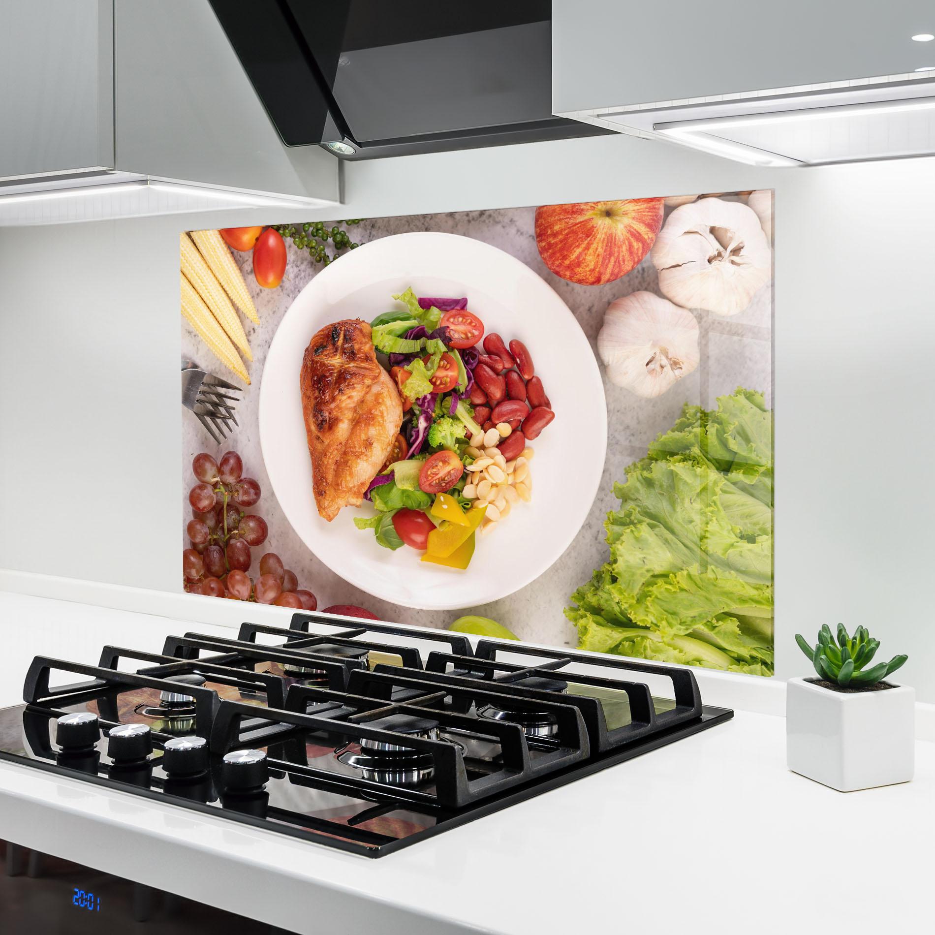 Konyhai üveg hátfal Salad With Chicken mockup 6
