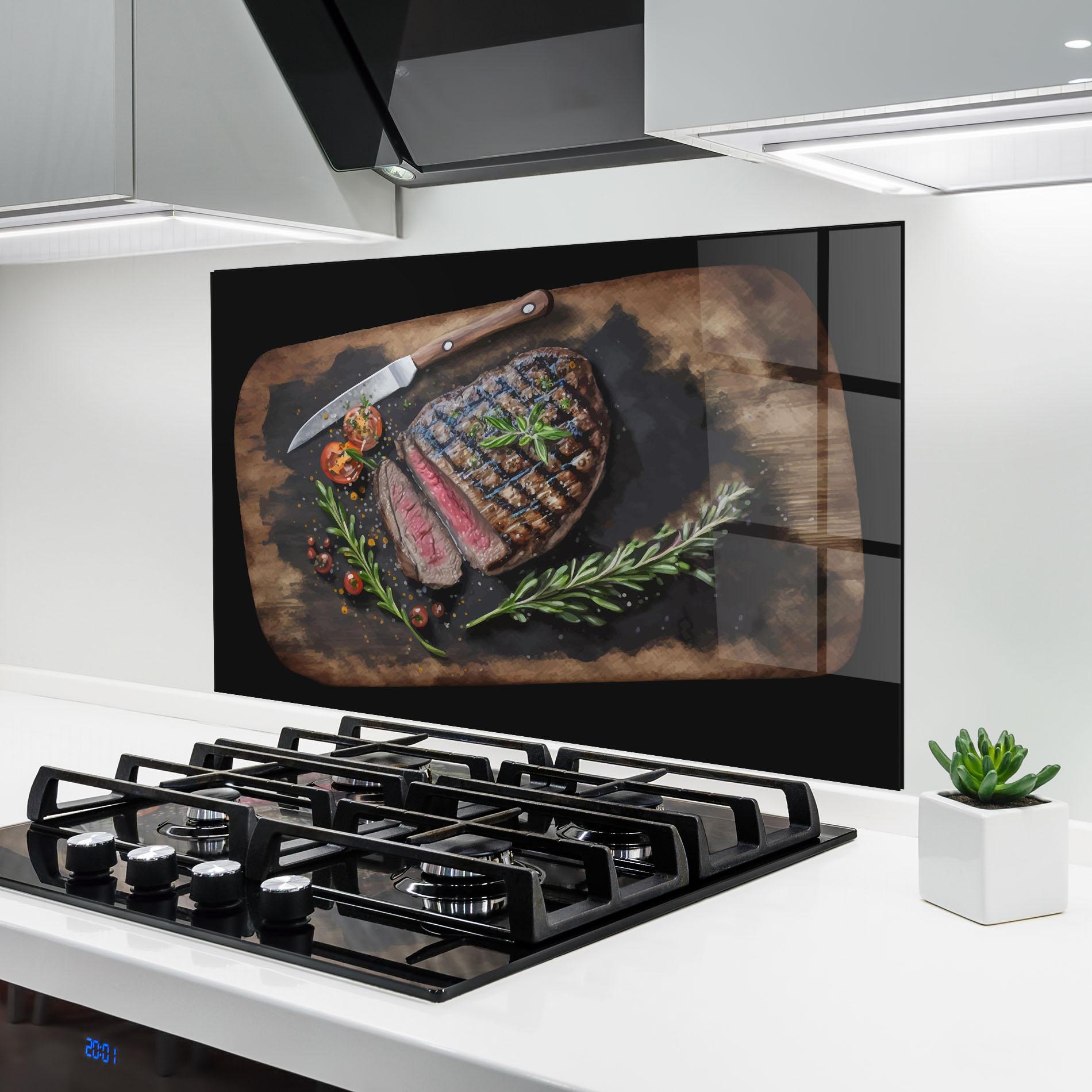 Konyhai üveg hátfal Tasty Meat mockup 6