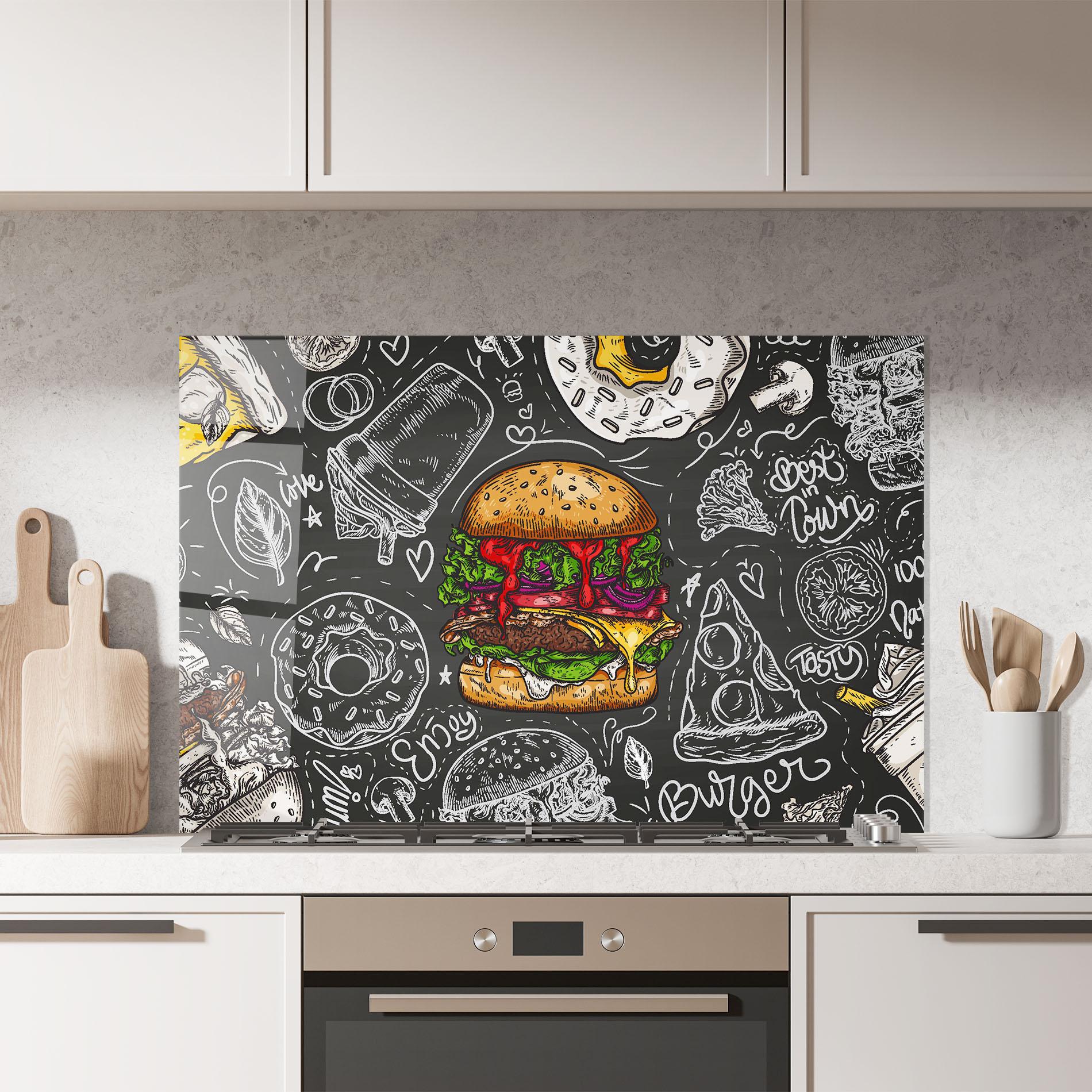 Konyhai üveg hátfal Color Mix Burger mockup 7