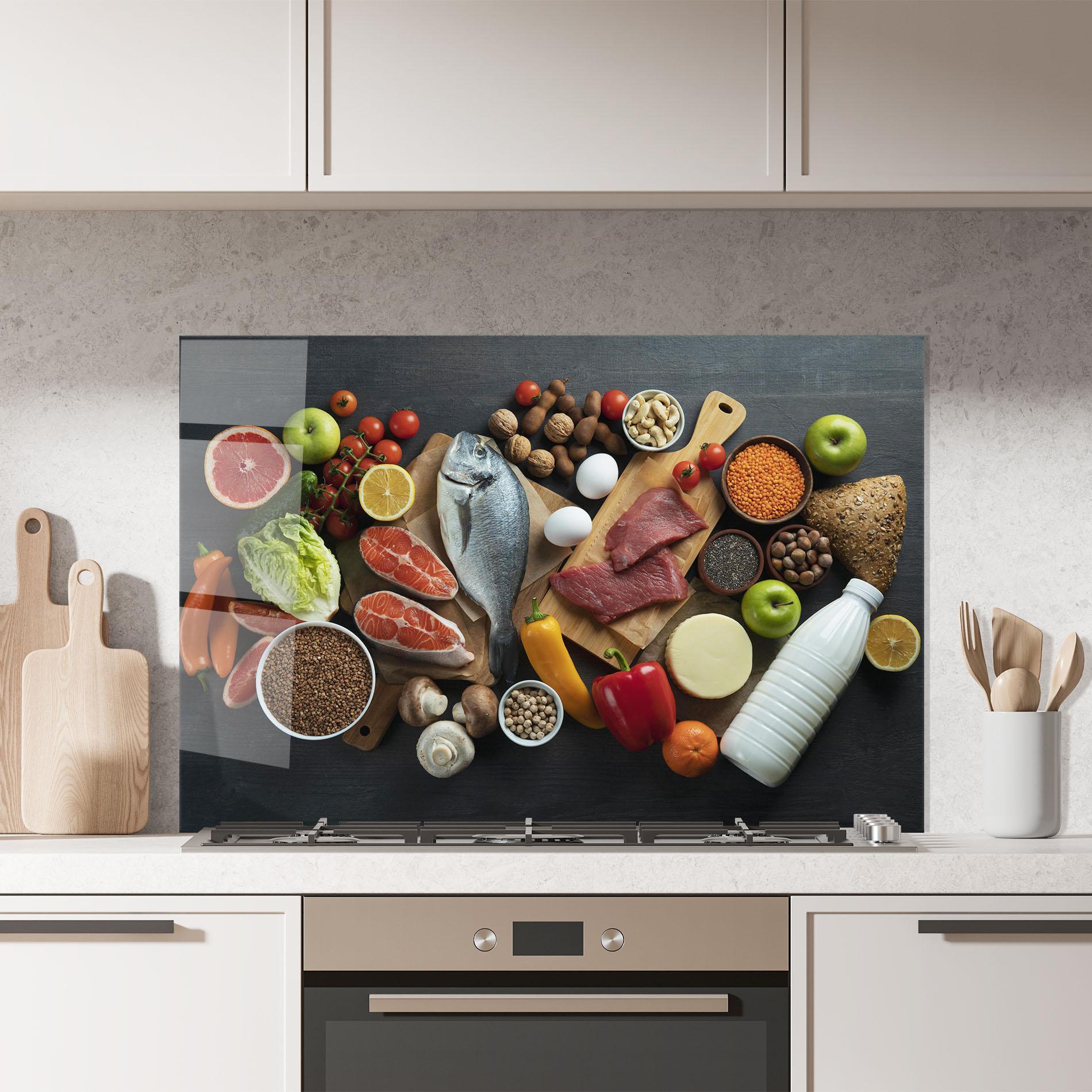 Konyhai üveg hátfal Food Ingredients mockup 7