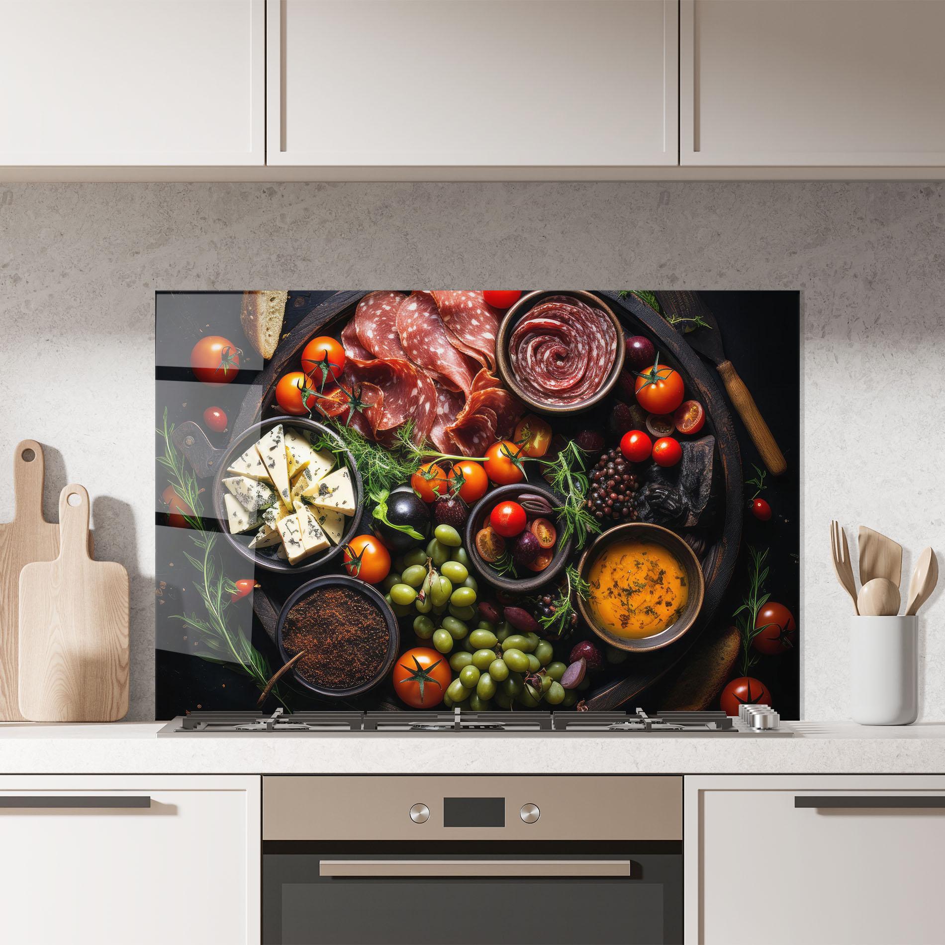 Konyhai üveg hátfal Meats Assortment mockup 7