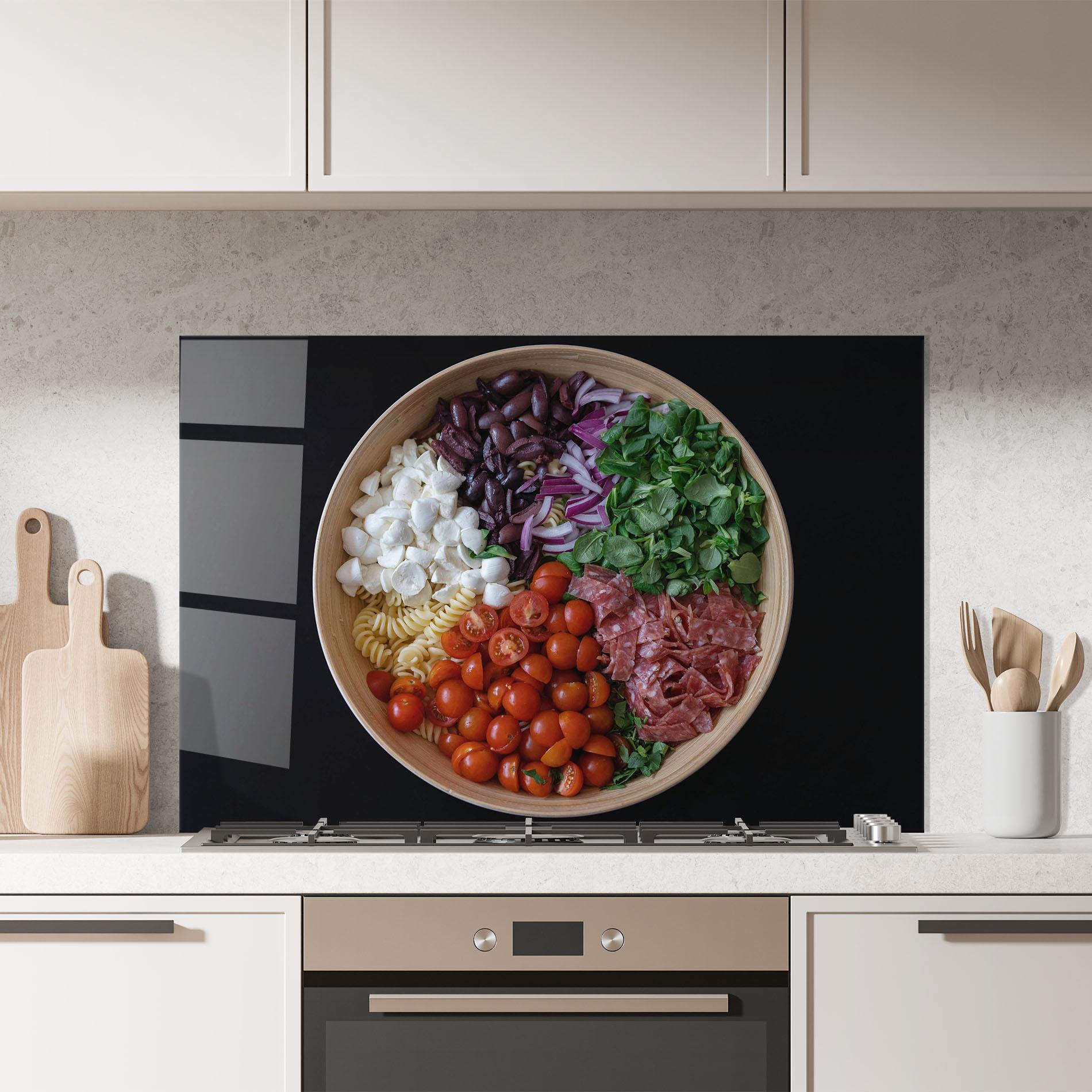 Konyhai üveg hátfal Mozzarella Salad mockup 7