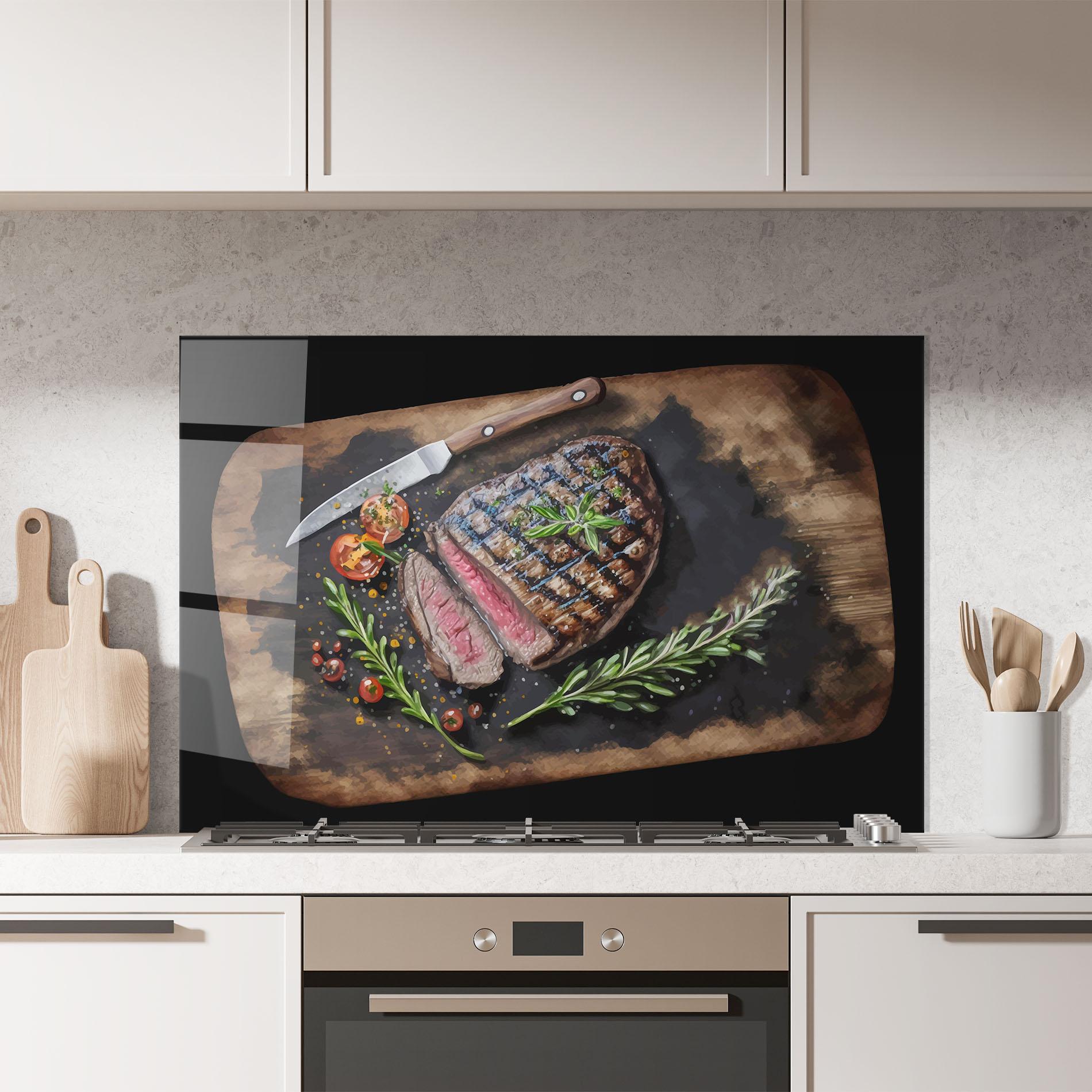 Konyhai üveg hátfal Tasty Meat mockup 7