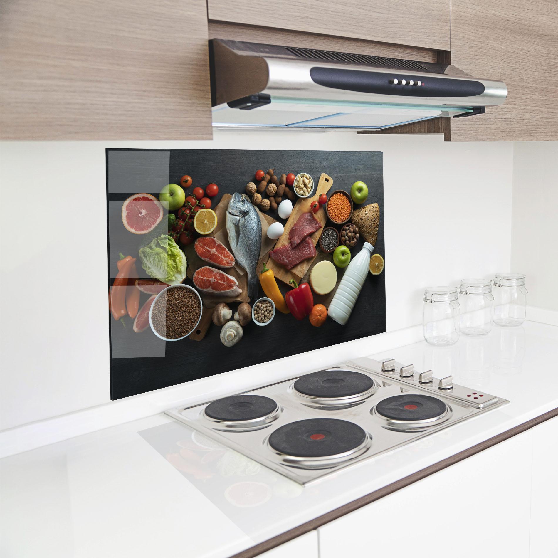 Konyhai üveg hátfal Food Ingredients mockup 8