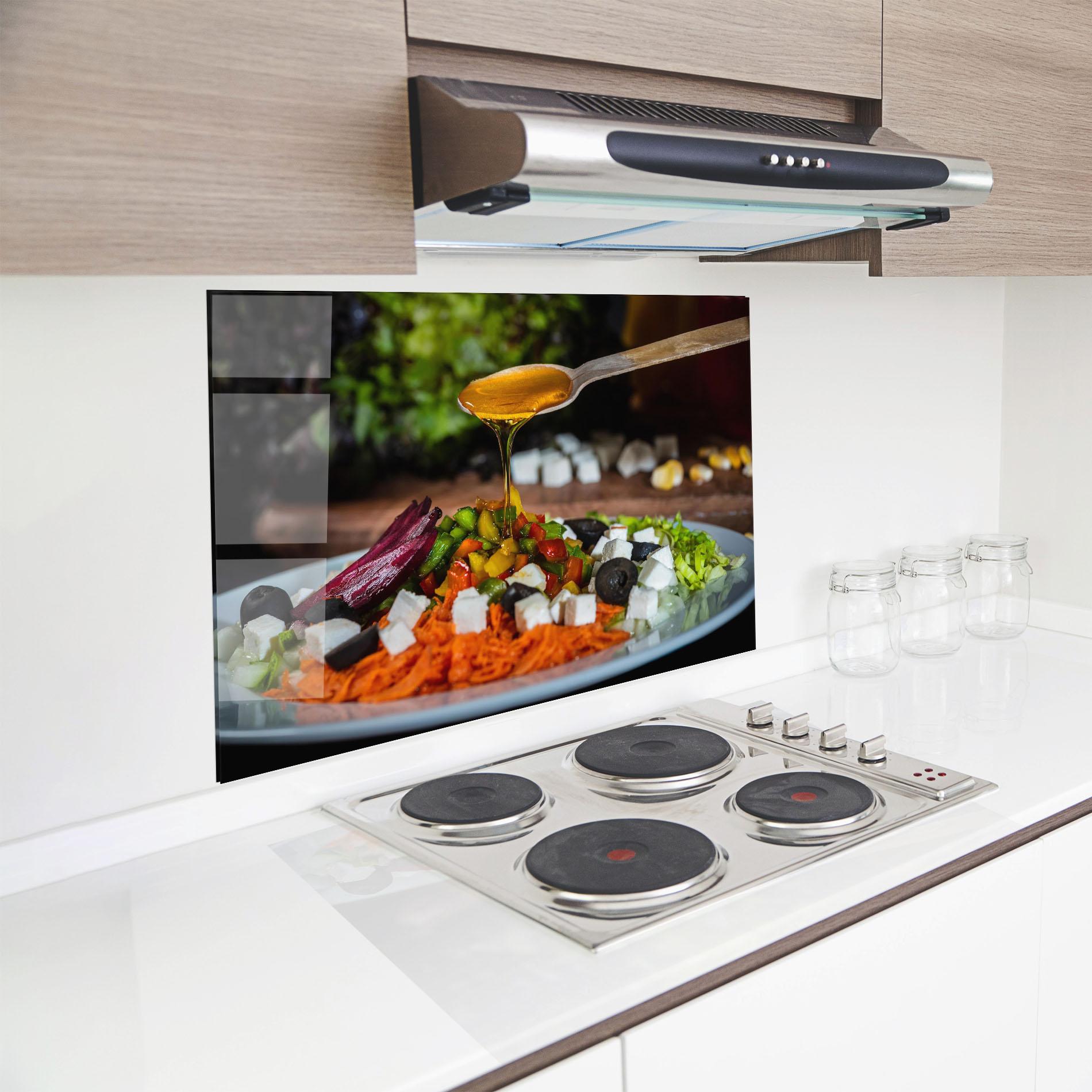Konyhai üveg hátfal Honey Over Food mockup 8