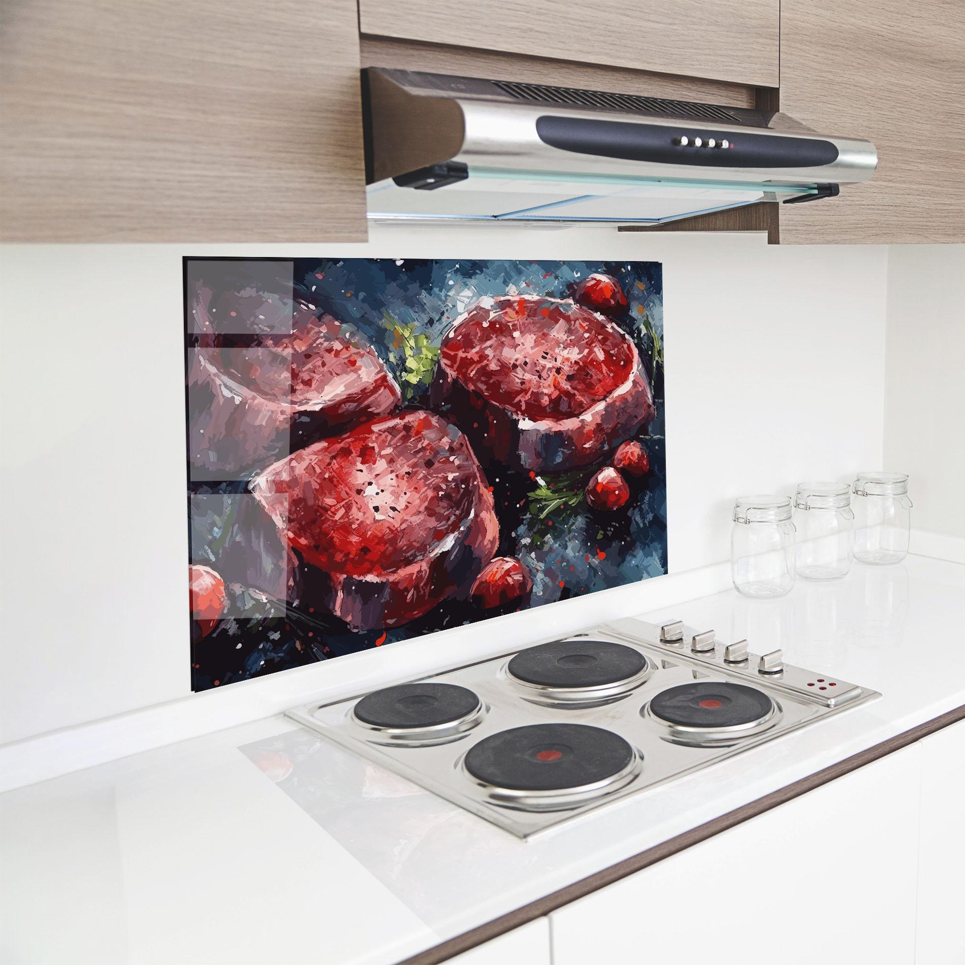 Konyhai üveg hátfal Meat Art mockup 8