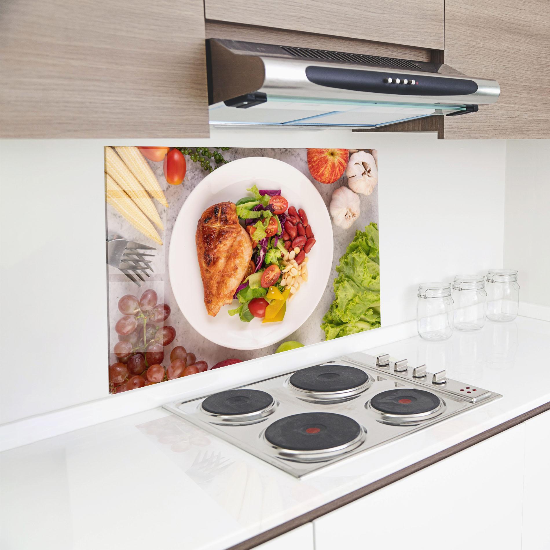Konyhai üveg hátfal Salad With Chicken mockup 8
