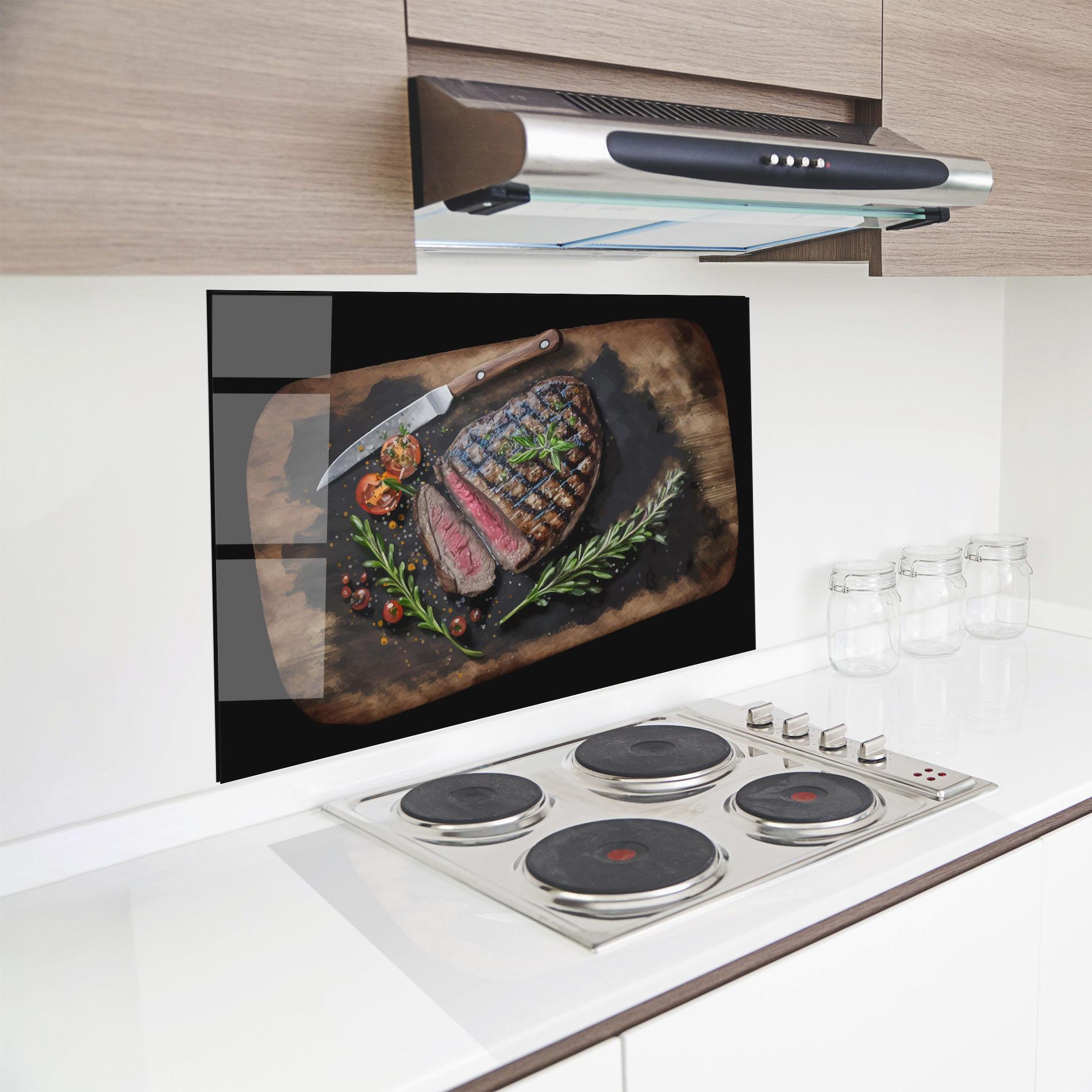 Konyhai üveg hátfal Tasty Meat mockup 8