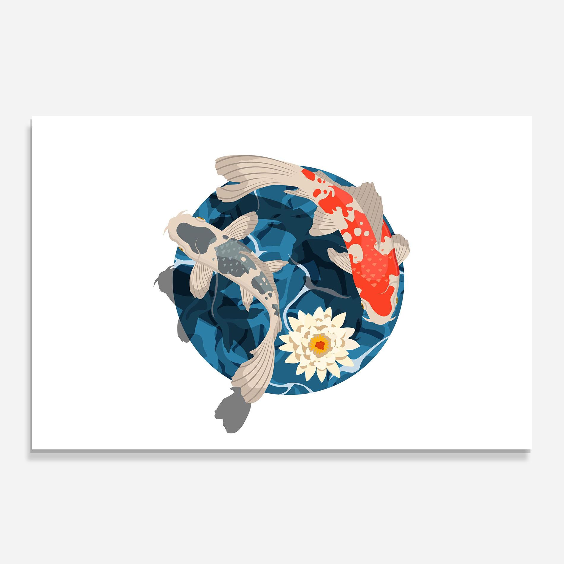 Konyhai üveg hátfal Grey Orange Koi mockup 0