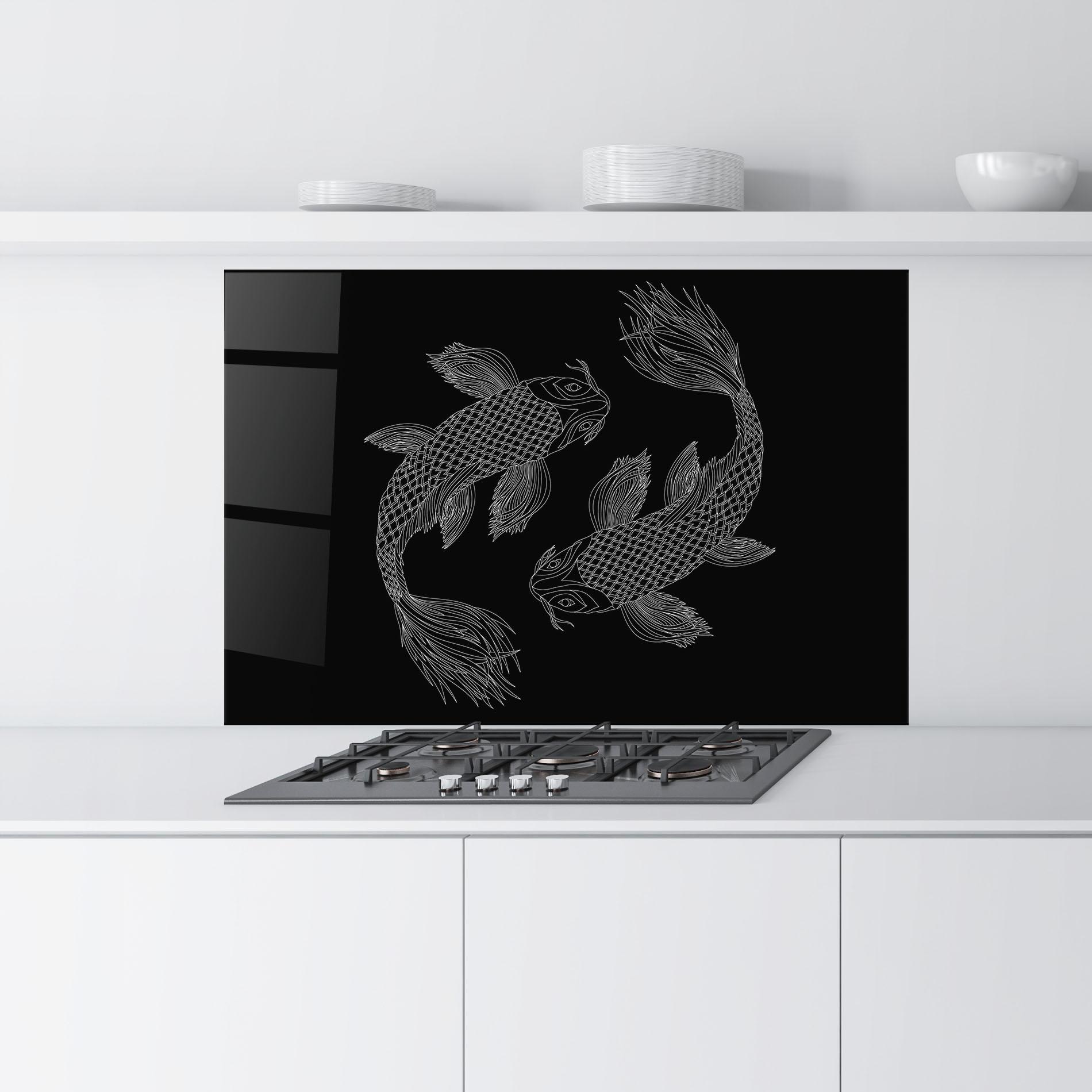 Konyhai üveg hátfal Feng Shui Fish mockup 9