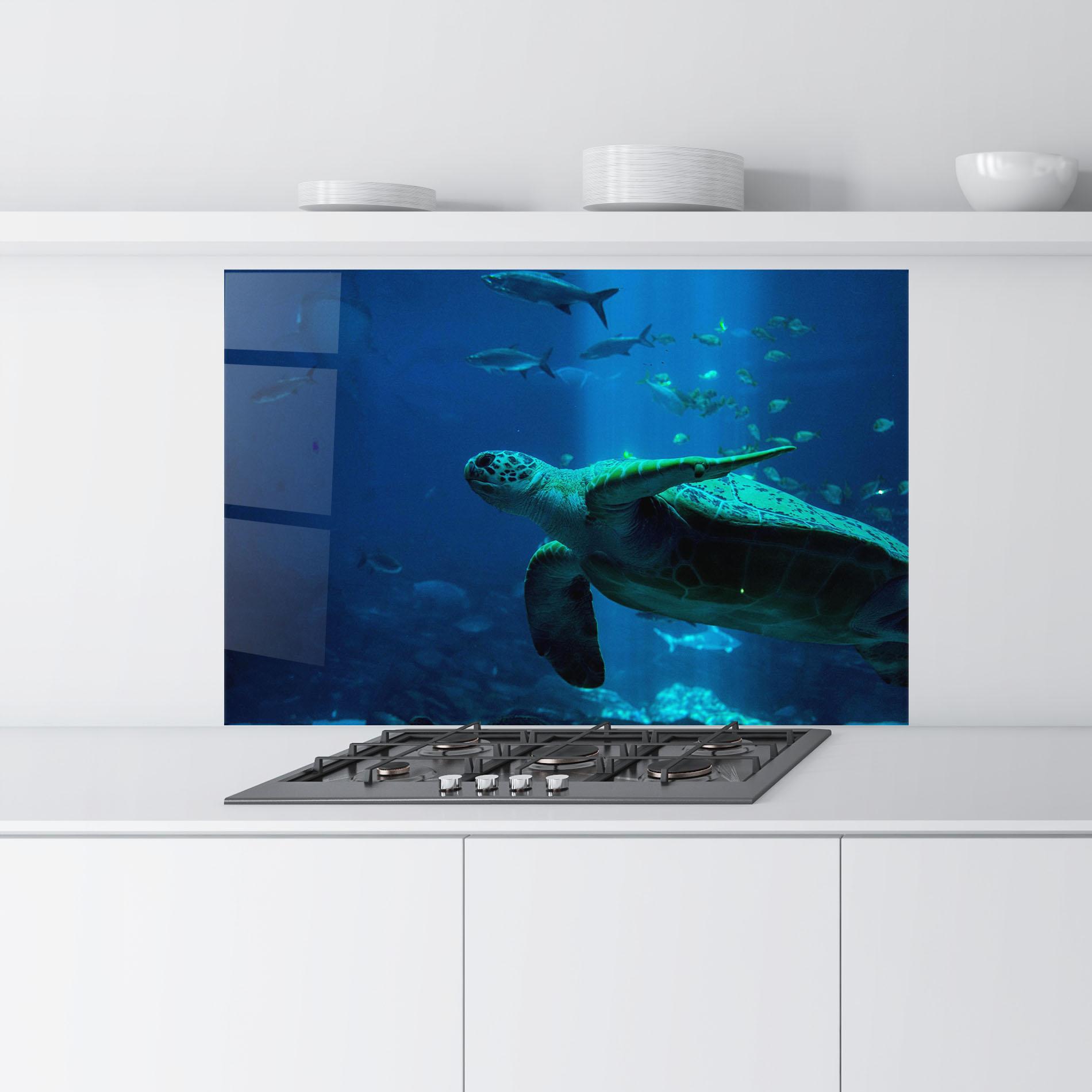 Konyhai üveg hátfal Green Turtule mockup 9