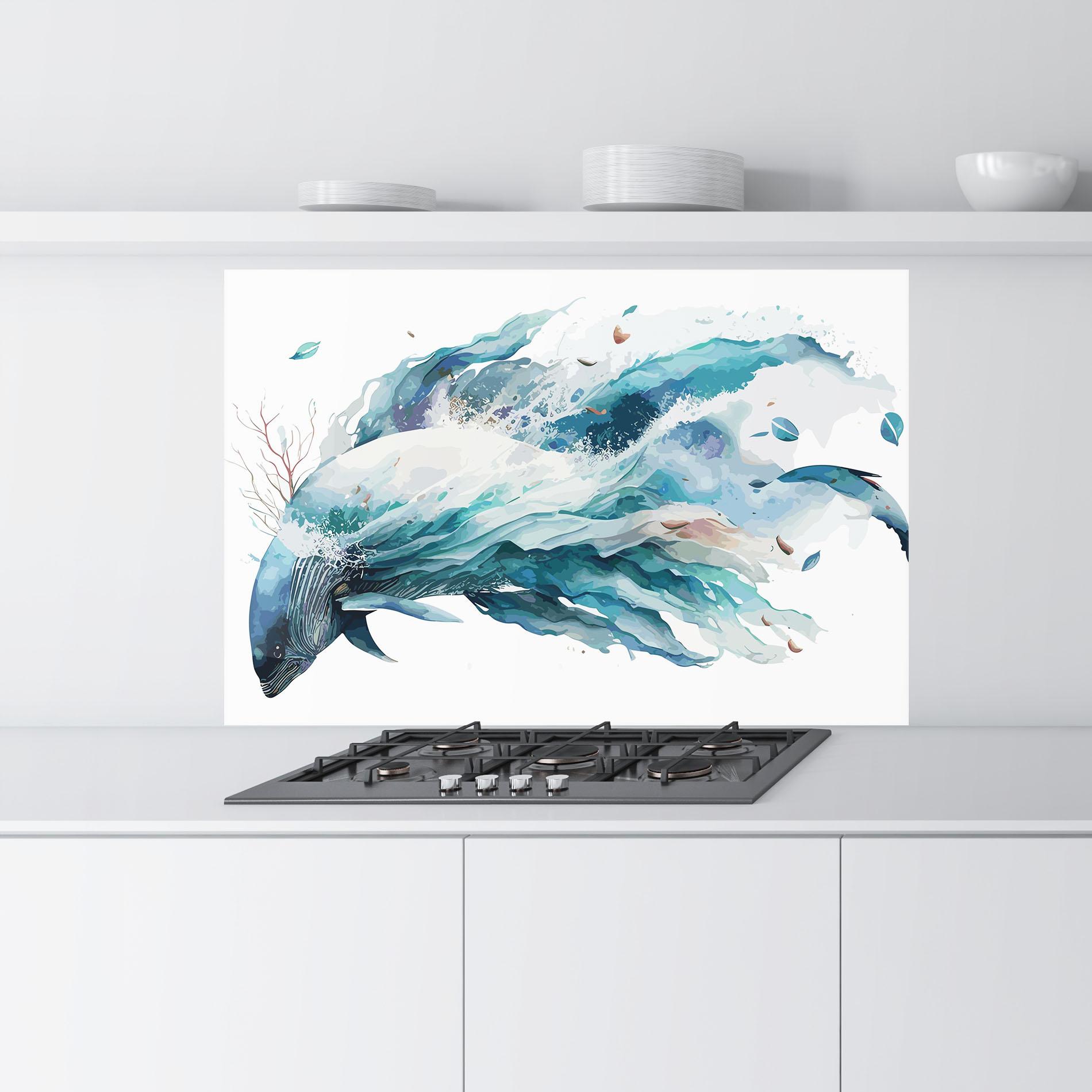 Konyhai üveg hátfal Pretty Blue Fish mockup 9
