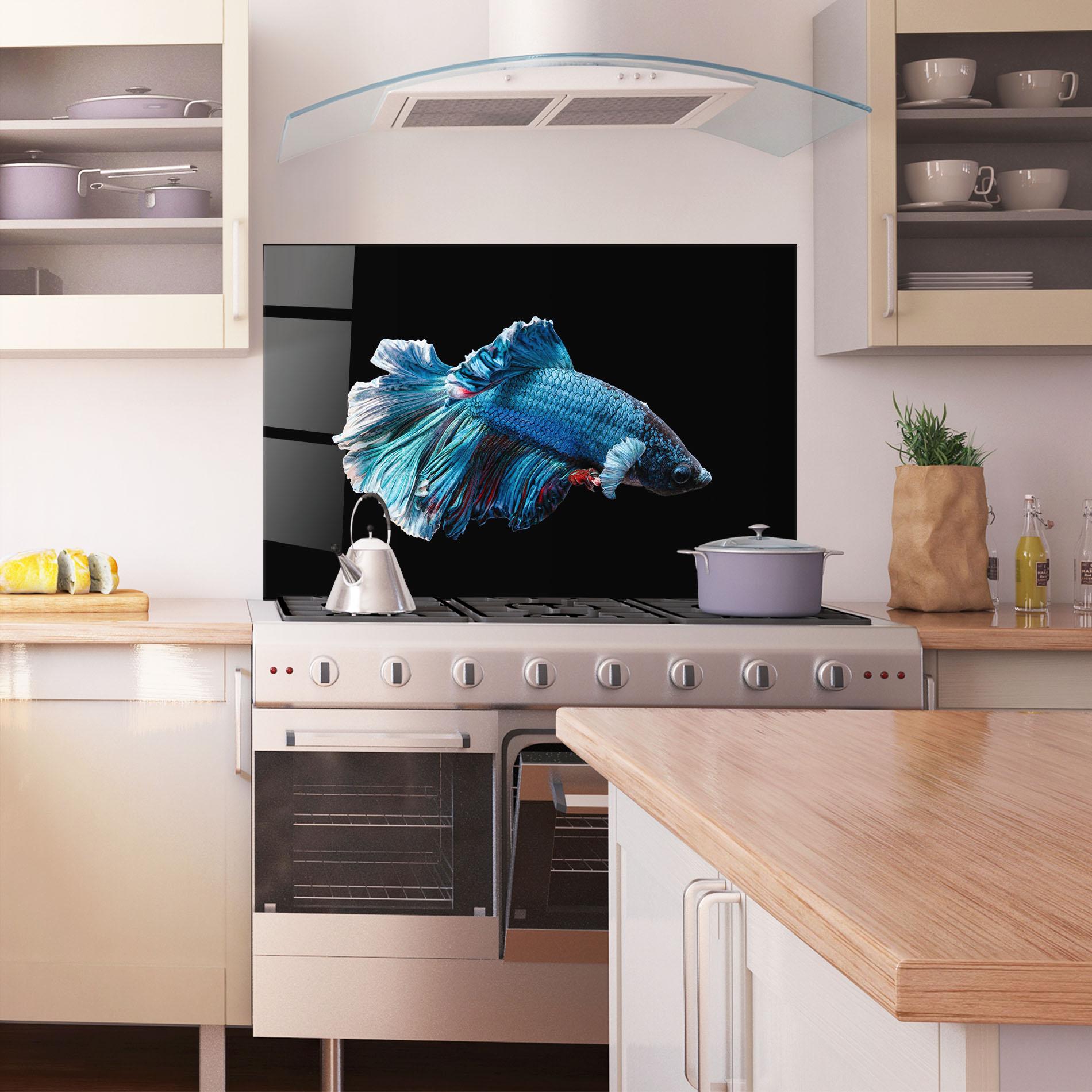 Konyhai üveg hátfal Blue Betta mockup 1