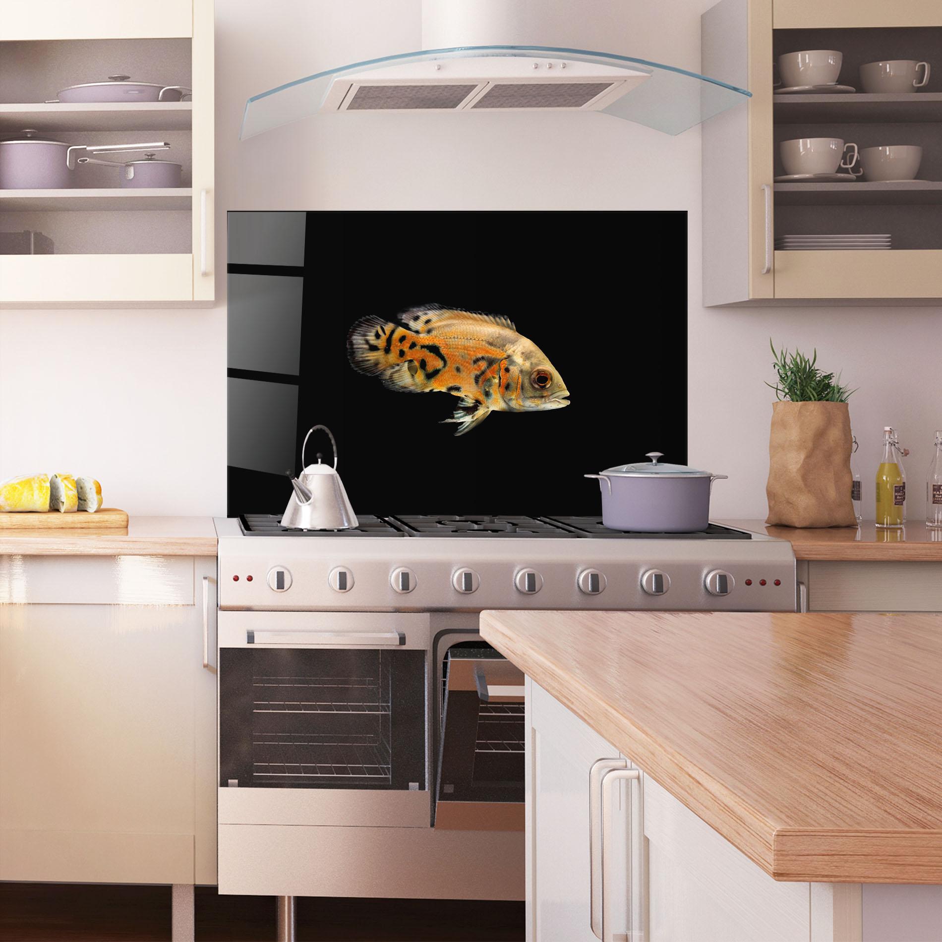 Konyhai üveg hátfal Cute Brown Fish mockup 1