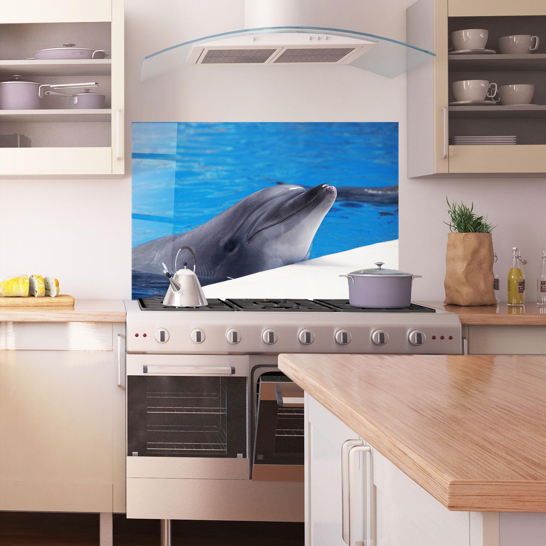 Konyhai üveg hátfal Cute Dolphin mockup 1