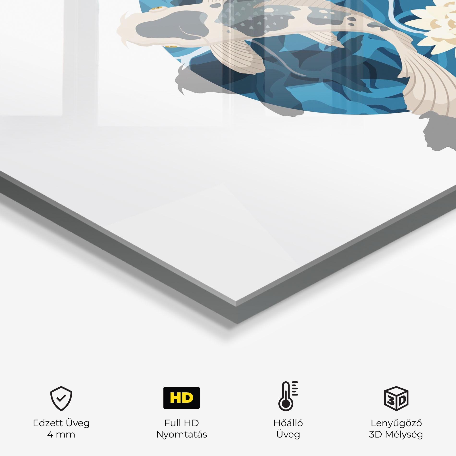 Konyhai üveg hátfal Grey Orange Koi mockup 2