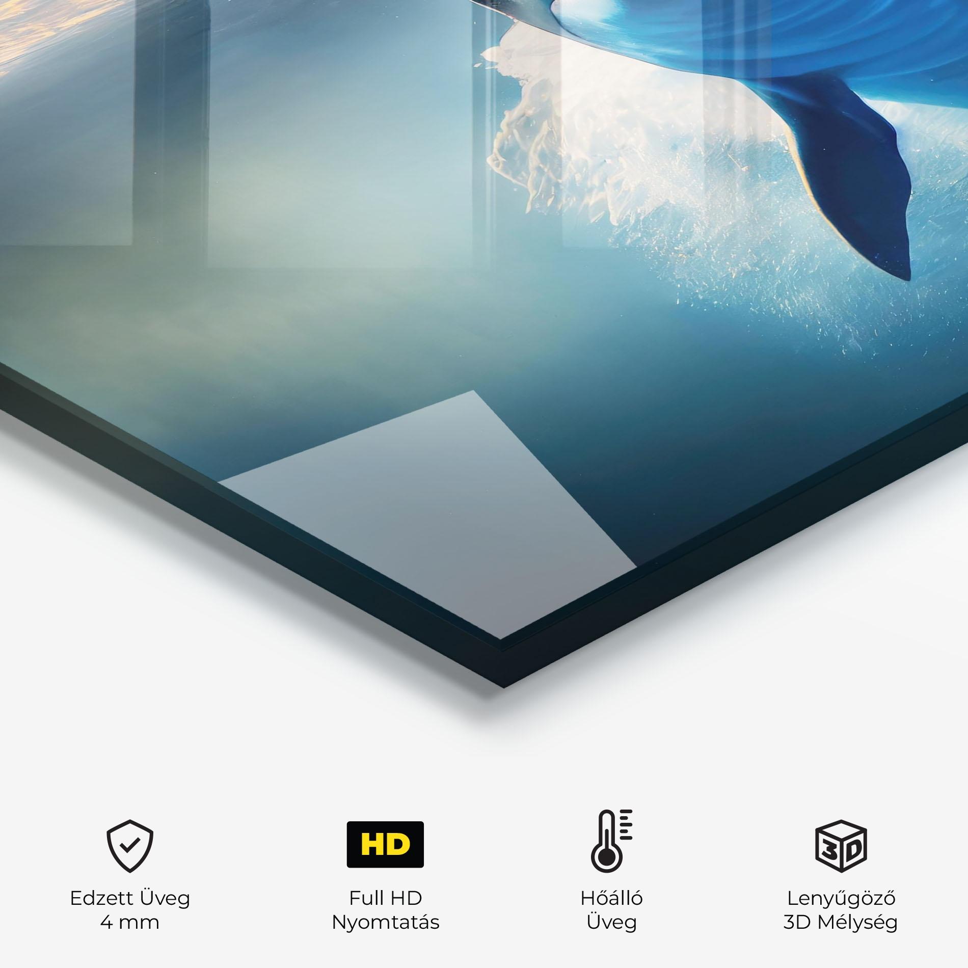 Konyhai üveg hátfal Happy Dolphin mockup 2