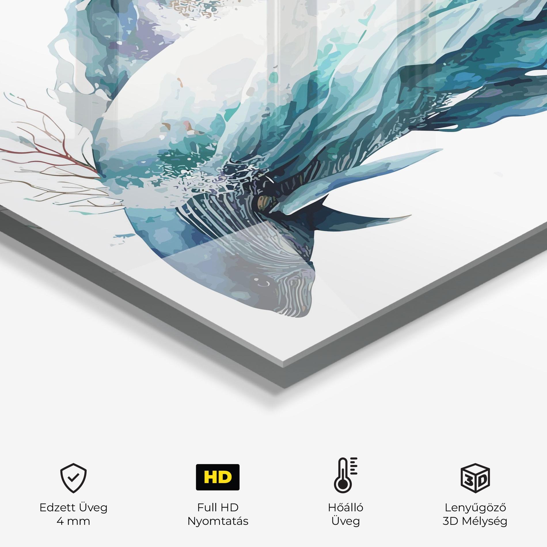 Konyhai üveg hátfal Pretty Blue Fish mockup 2