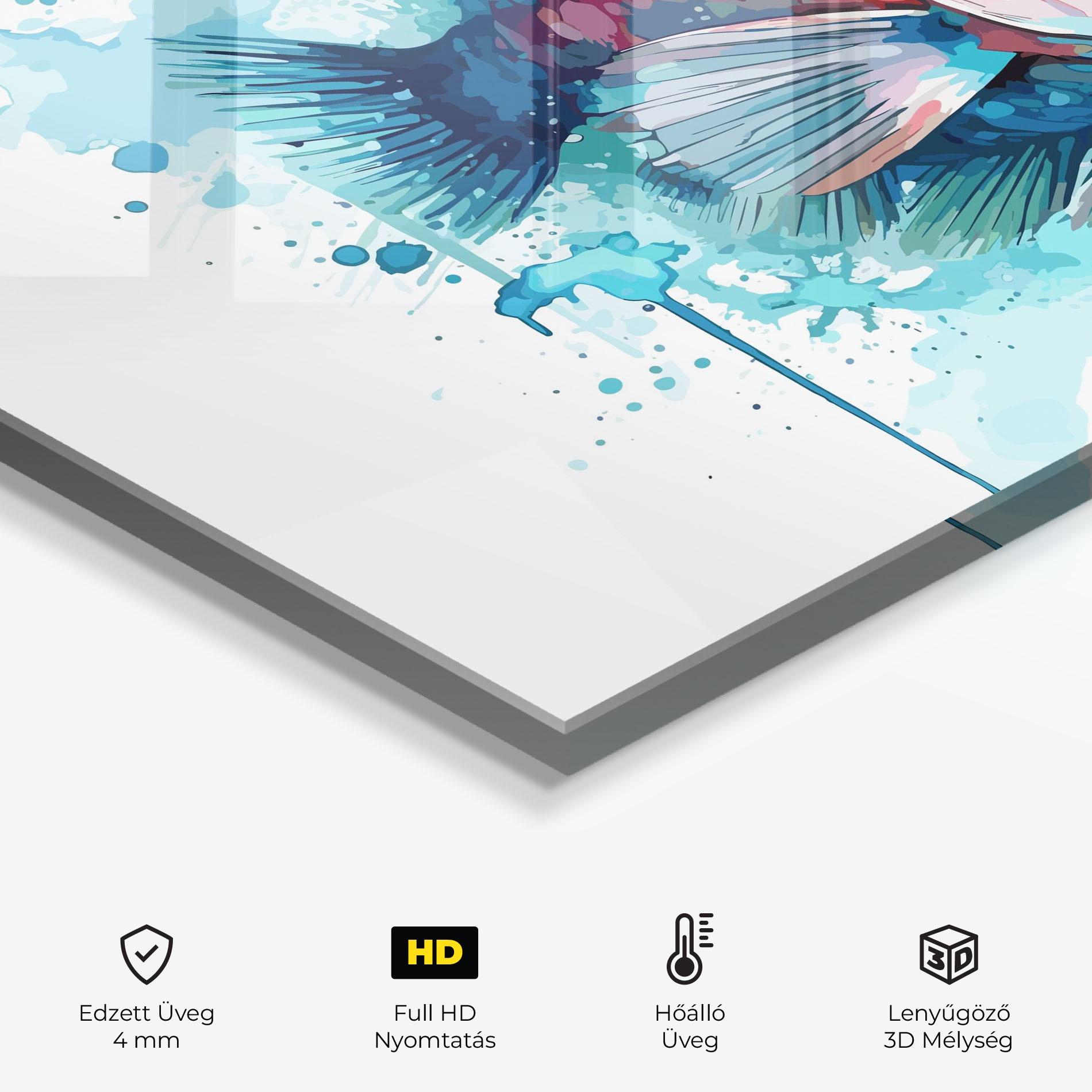 Konyhai üveg hátfal Watercolor Fish mockup 2