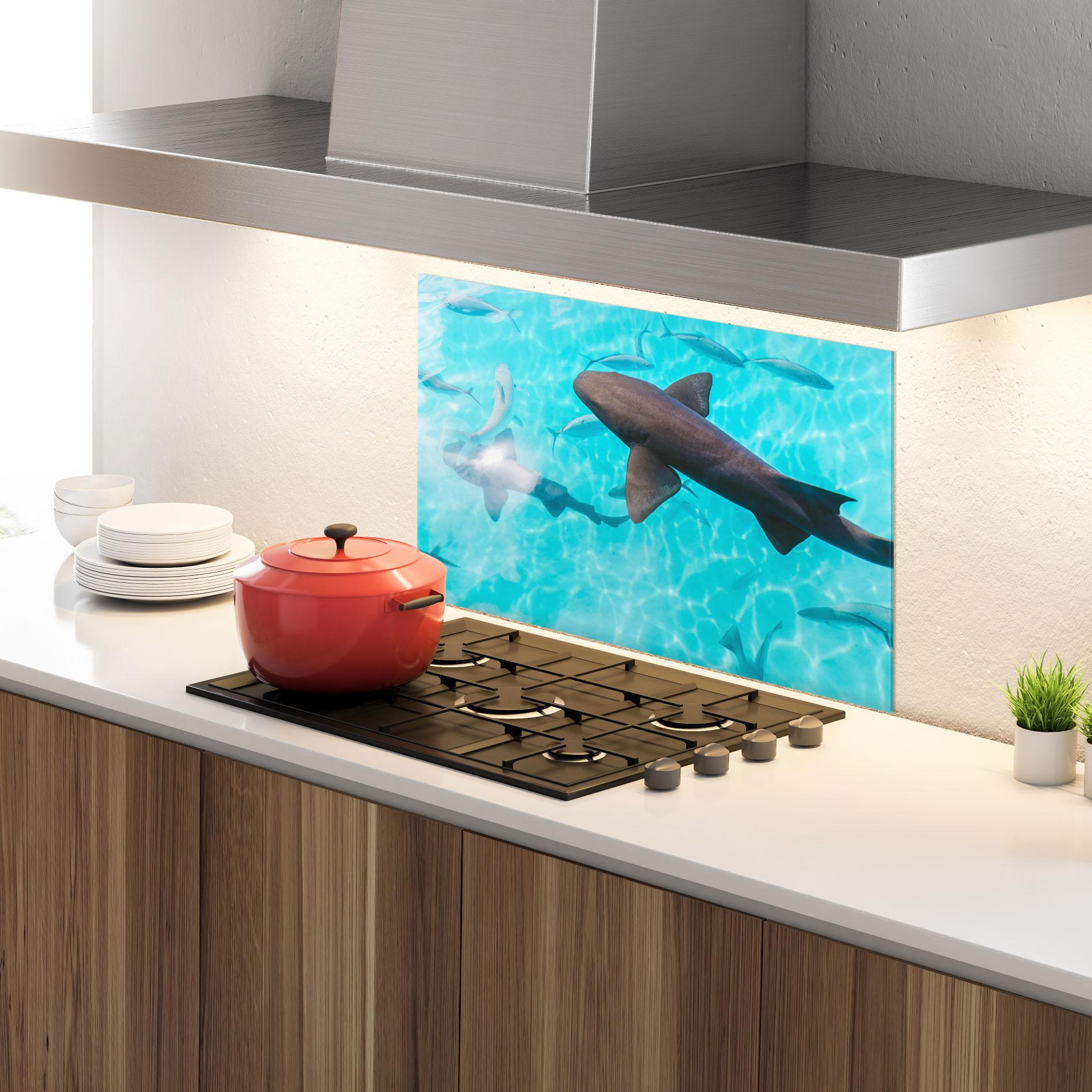 Konyhai üveg hátfal Cute Shark mockup 4