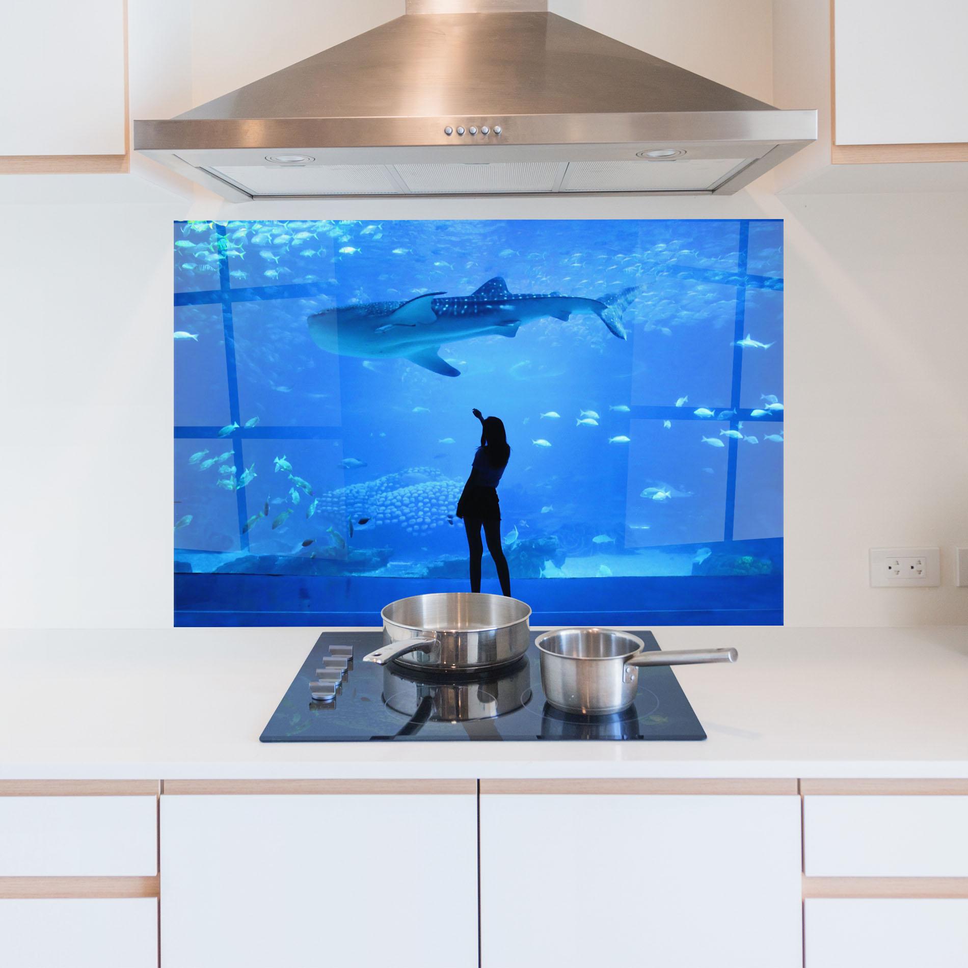 Konyhai üveg hátfal Aquarium Girl mockup 5