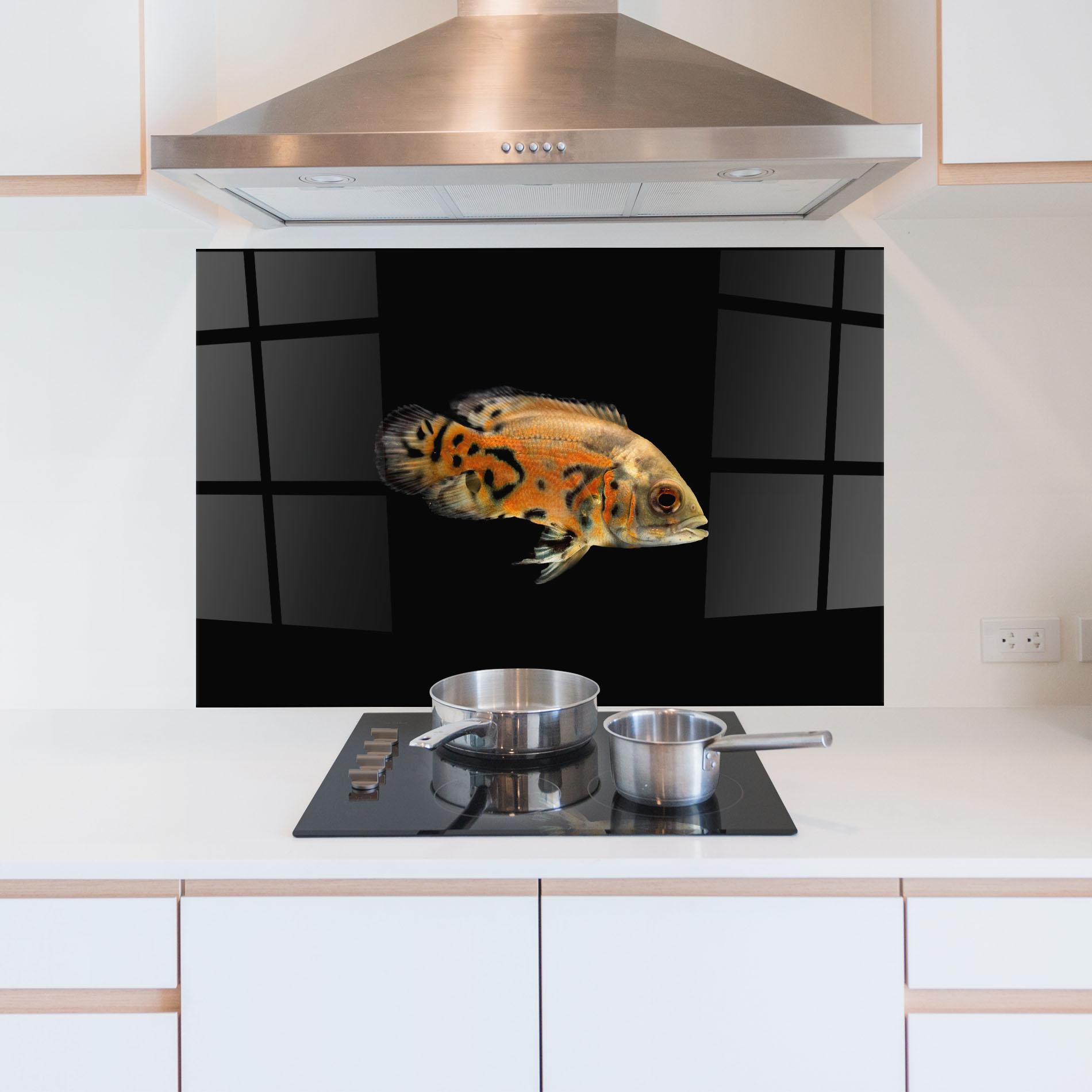 Konyhai üveg hátfal Cute Brown Fish mockup 5