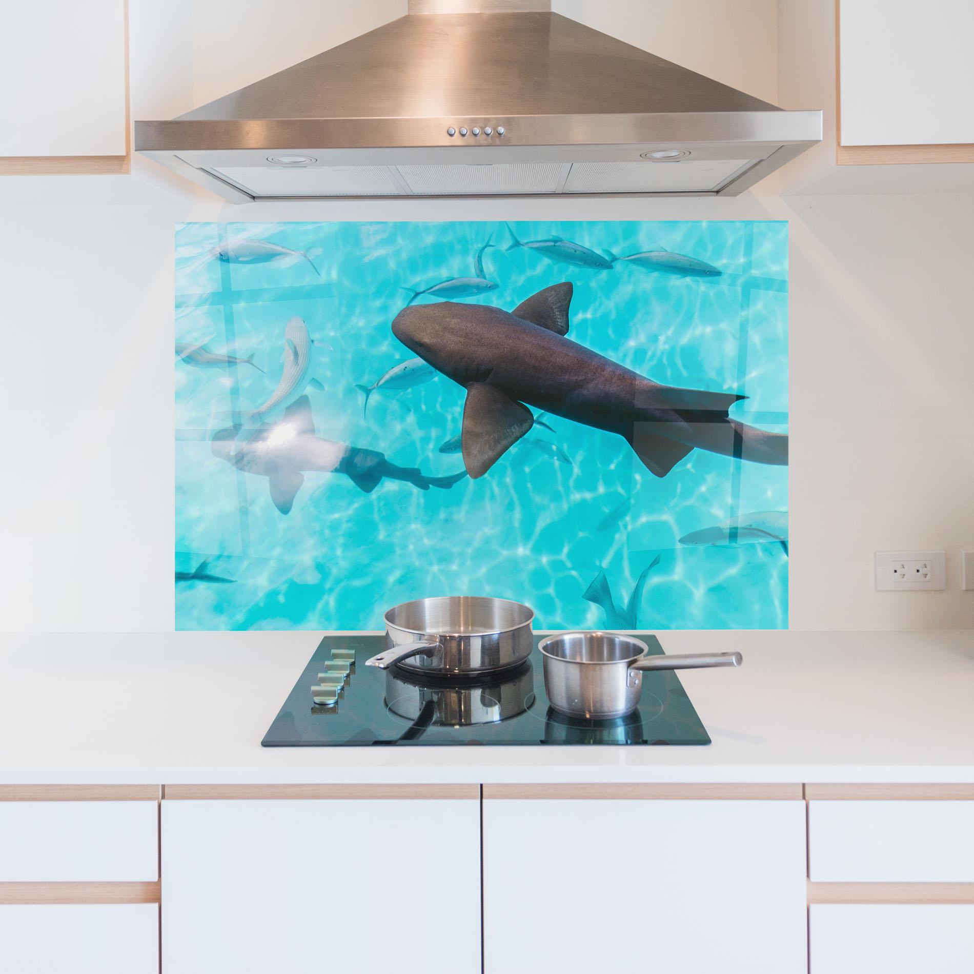 Konyhai üveg hátfal Cute Shark mockup 5