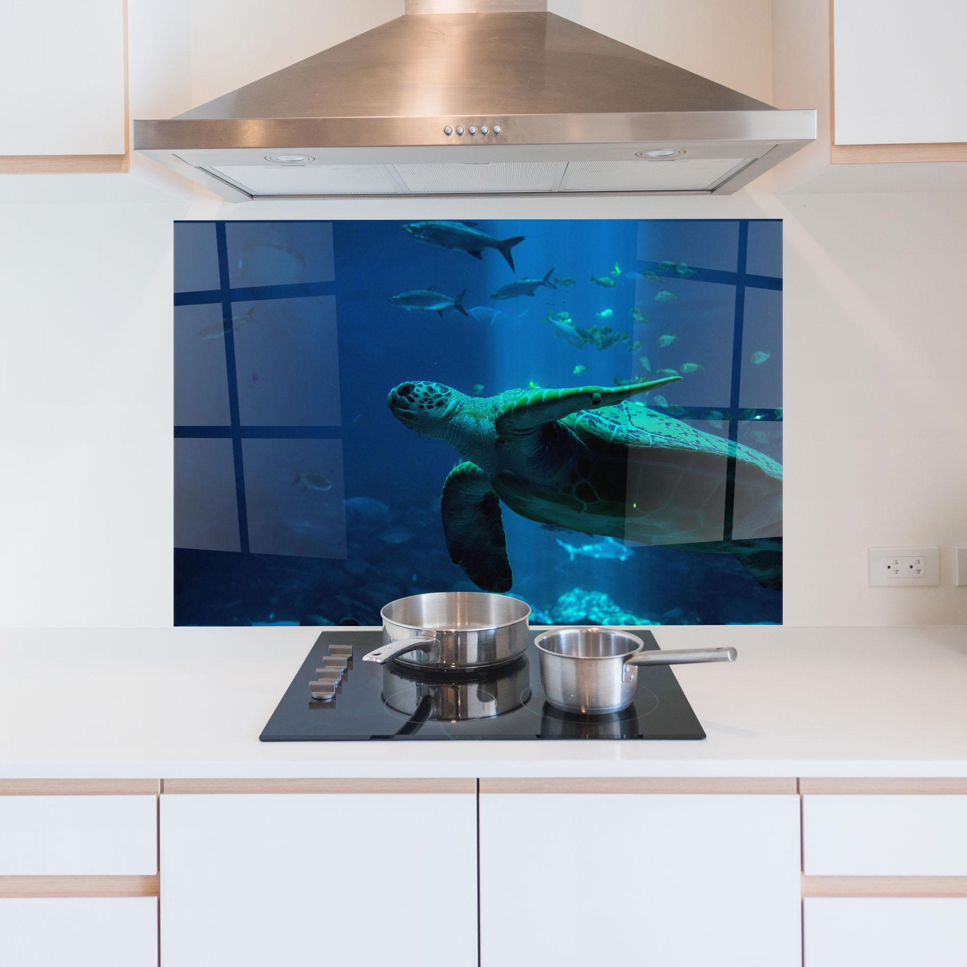 Konyhai üveg hátfal Green Turtule mockup 5