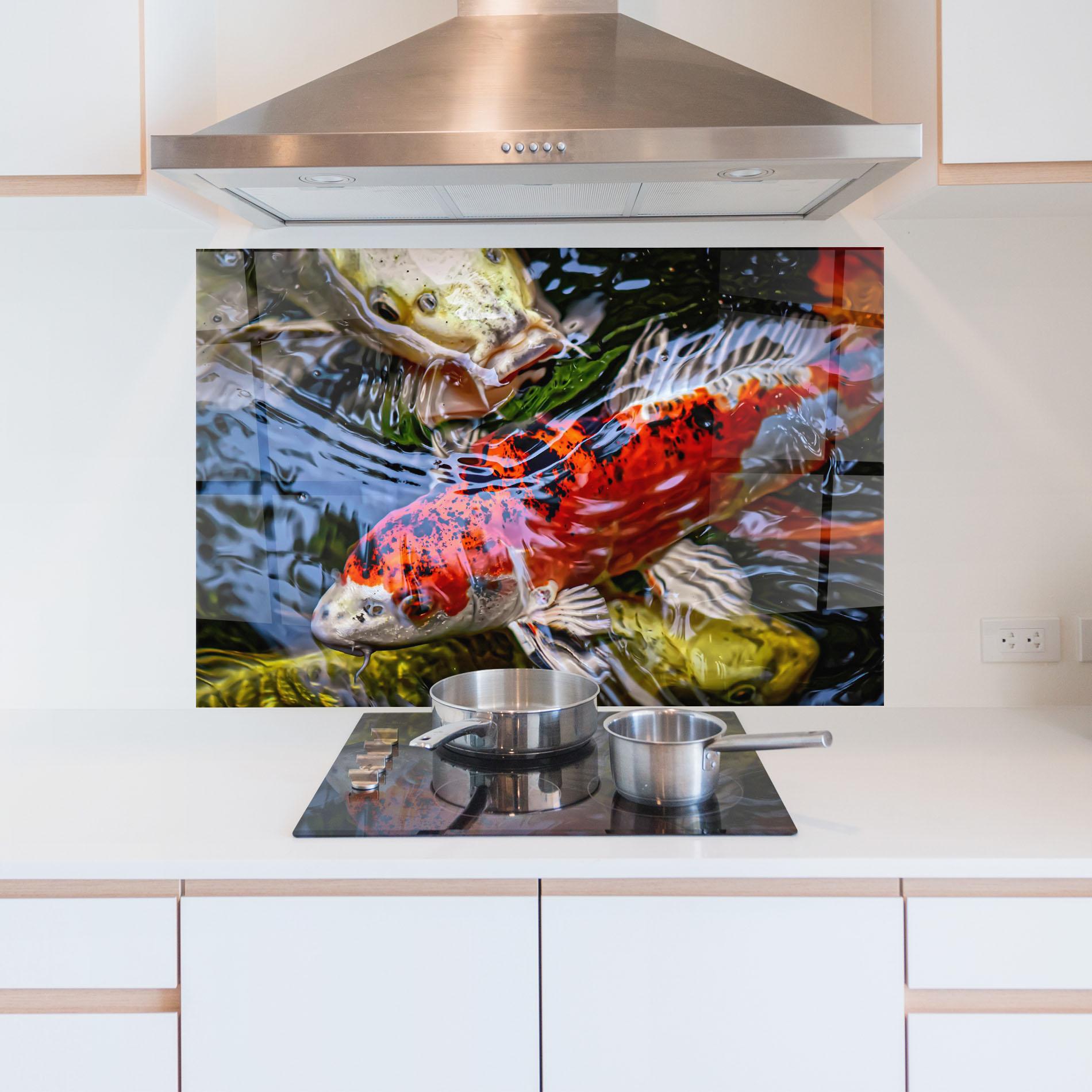 Konyhai üveg hátfal Koi mockup 5