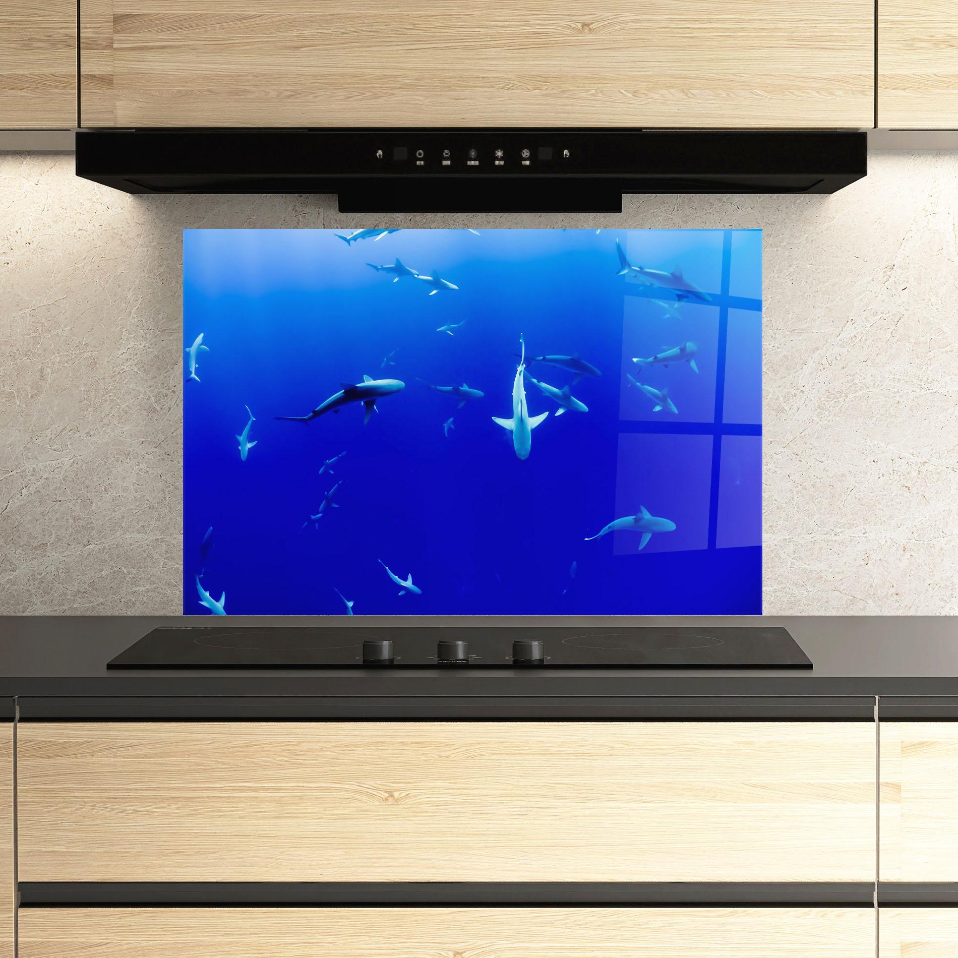 Konyhai üveg hátfal Baby Sharks mockup 3