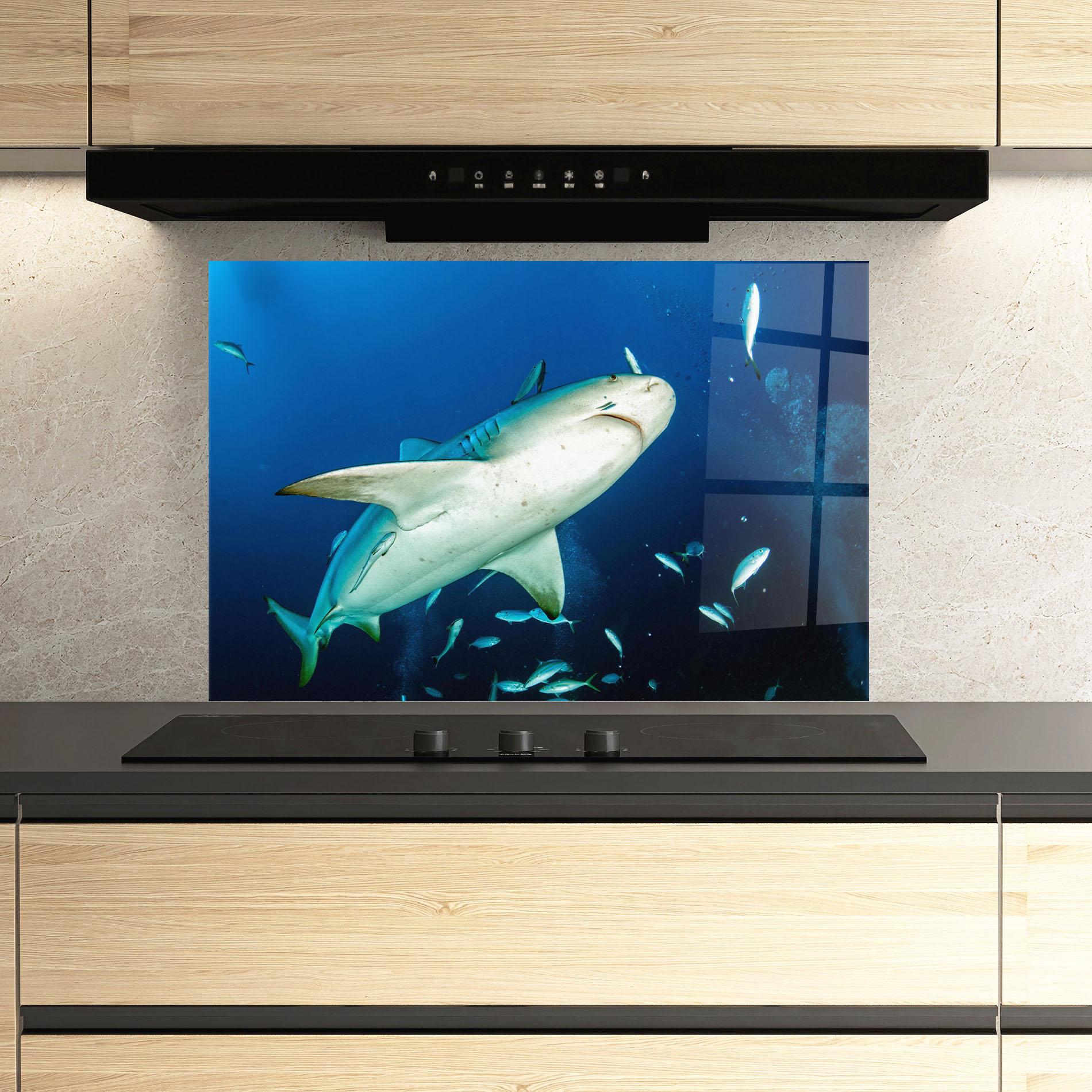 Konyhai üveg hátfal Bull Shark mockup 3