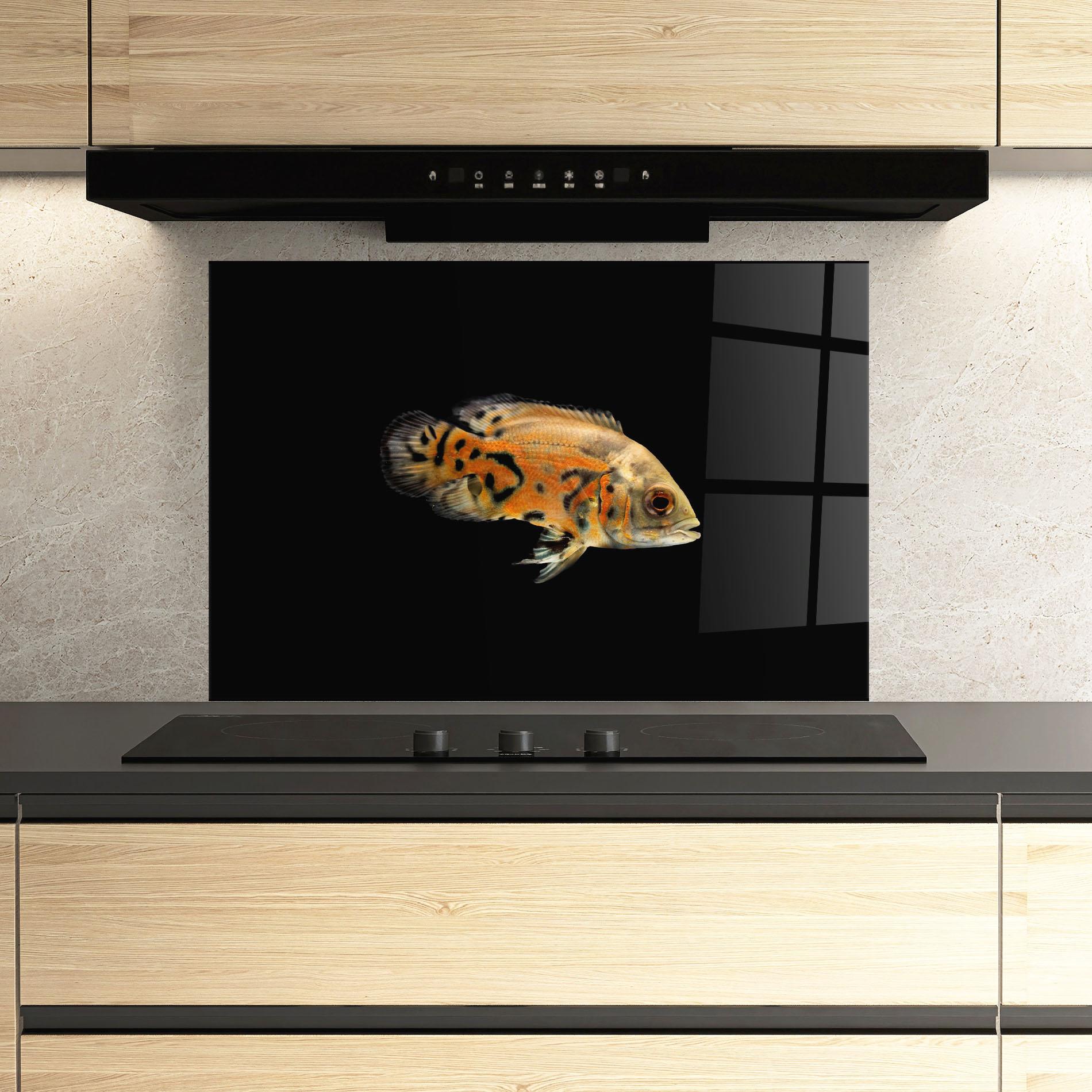 Konyhai üveg hátfal Cute Brown Fish mockup 3