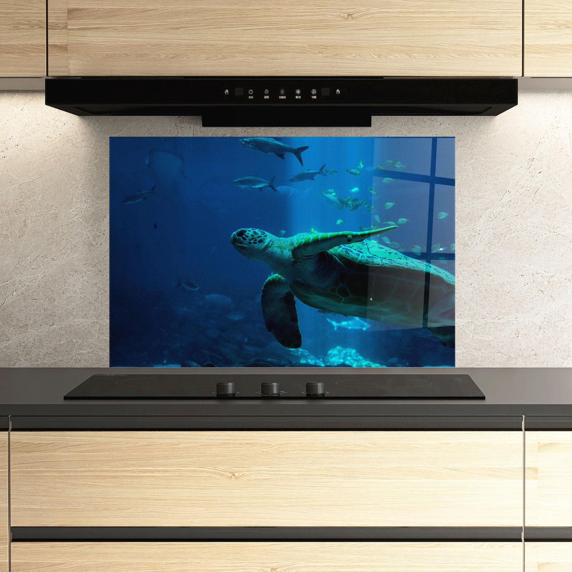 Konyhai üveg hátfal Green Turtule mockup 3