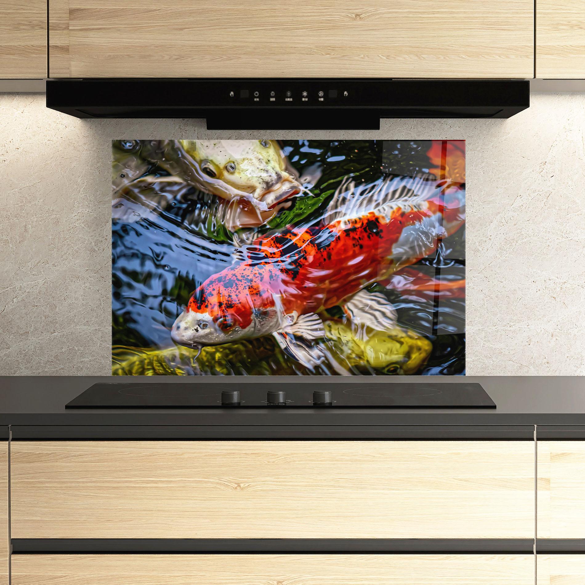 Konyhai üveg hátfal Koi mockup 3