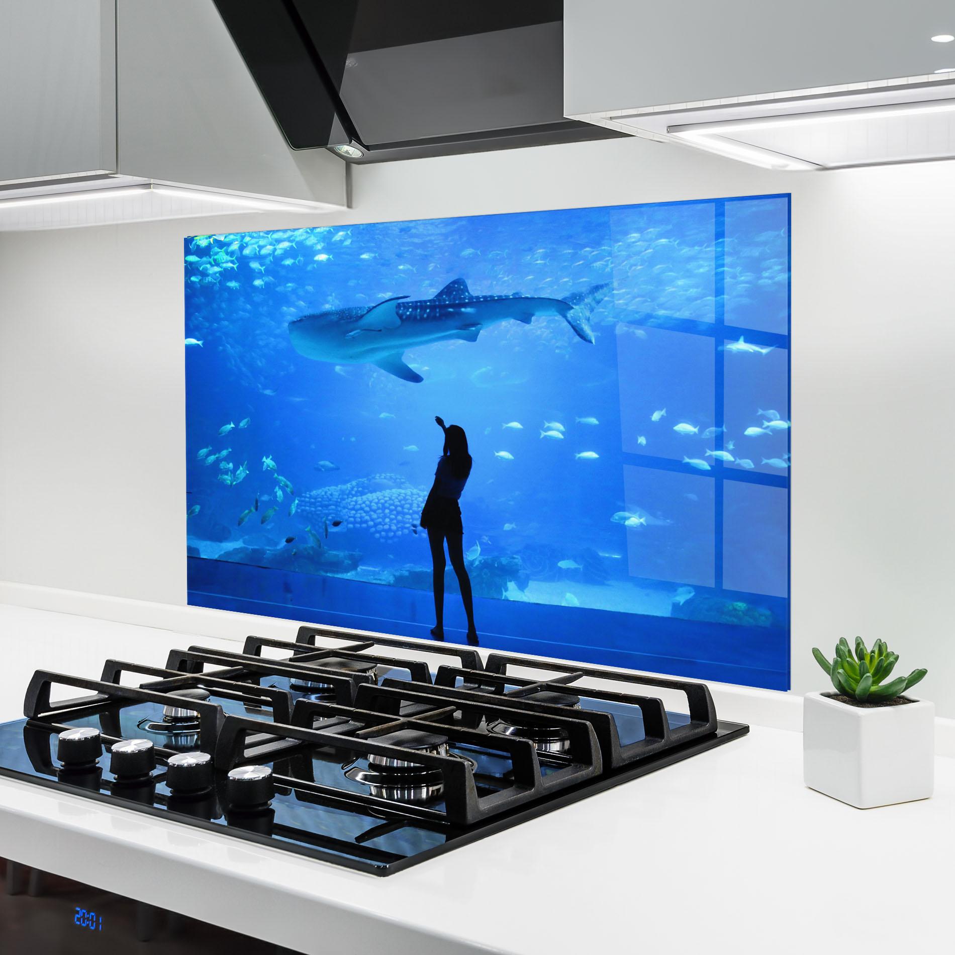 Konyhai üveg hátfal Aquarium Girl mockup 6