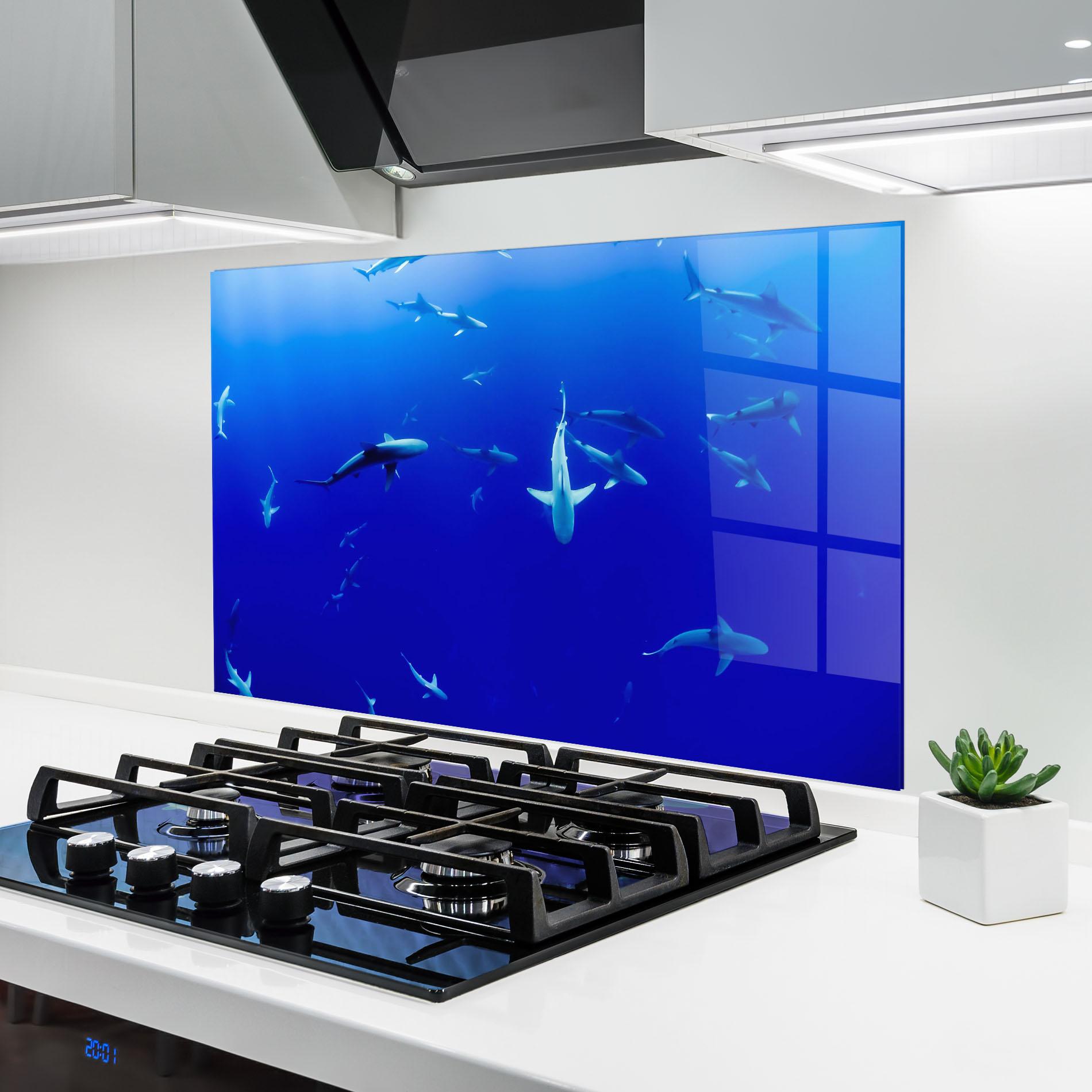 Konyhai üveg hátfal Baby Sharks mockup 6