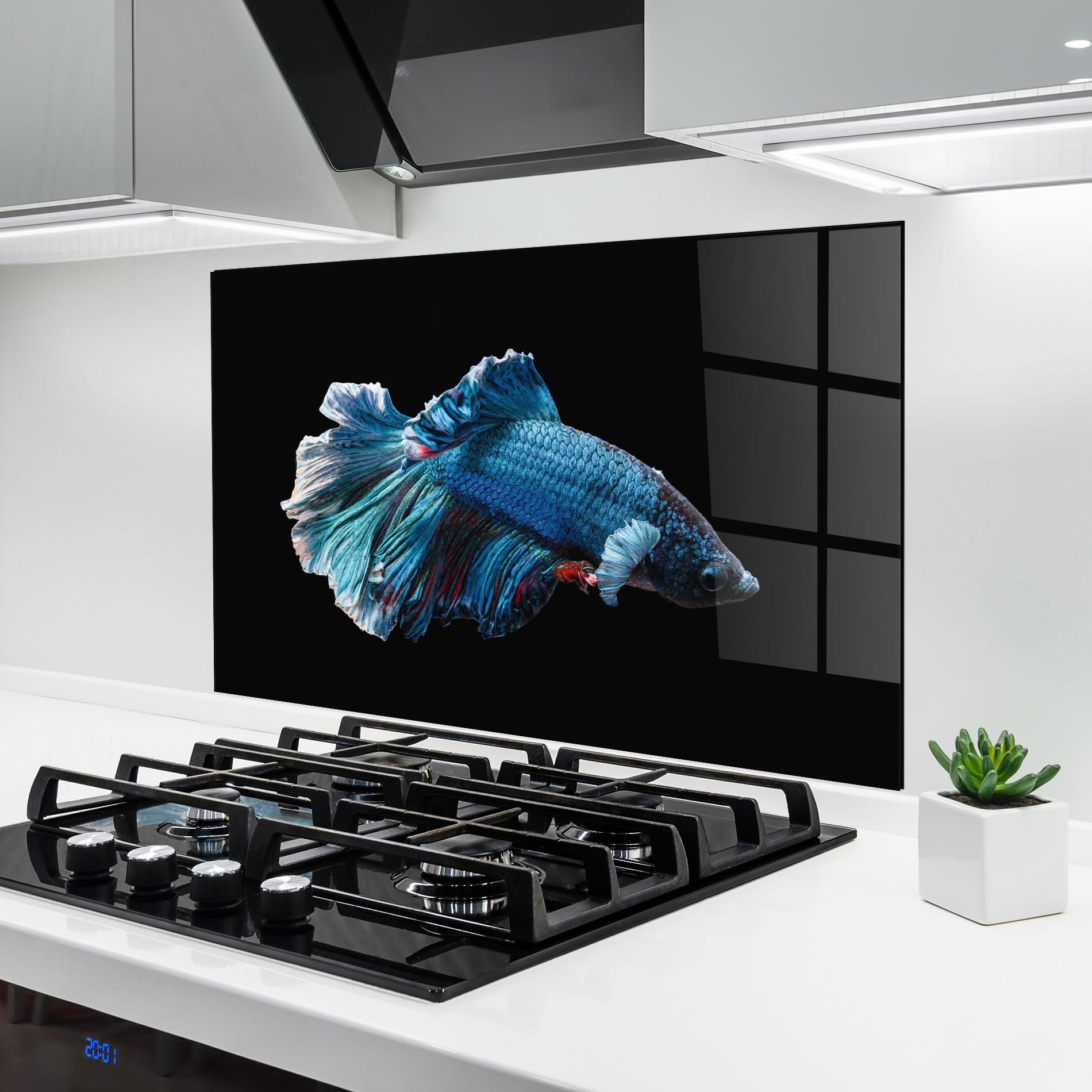 Konyhai üveg hátfal Blue Betta mockup 6